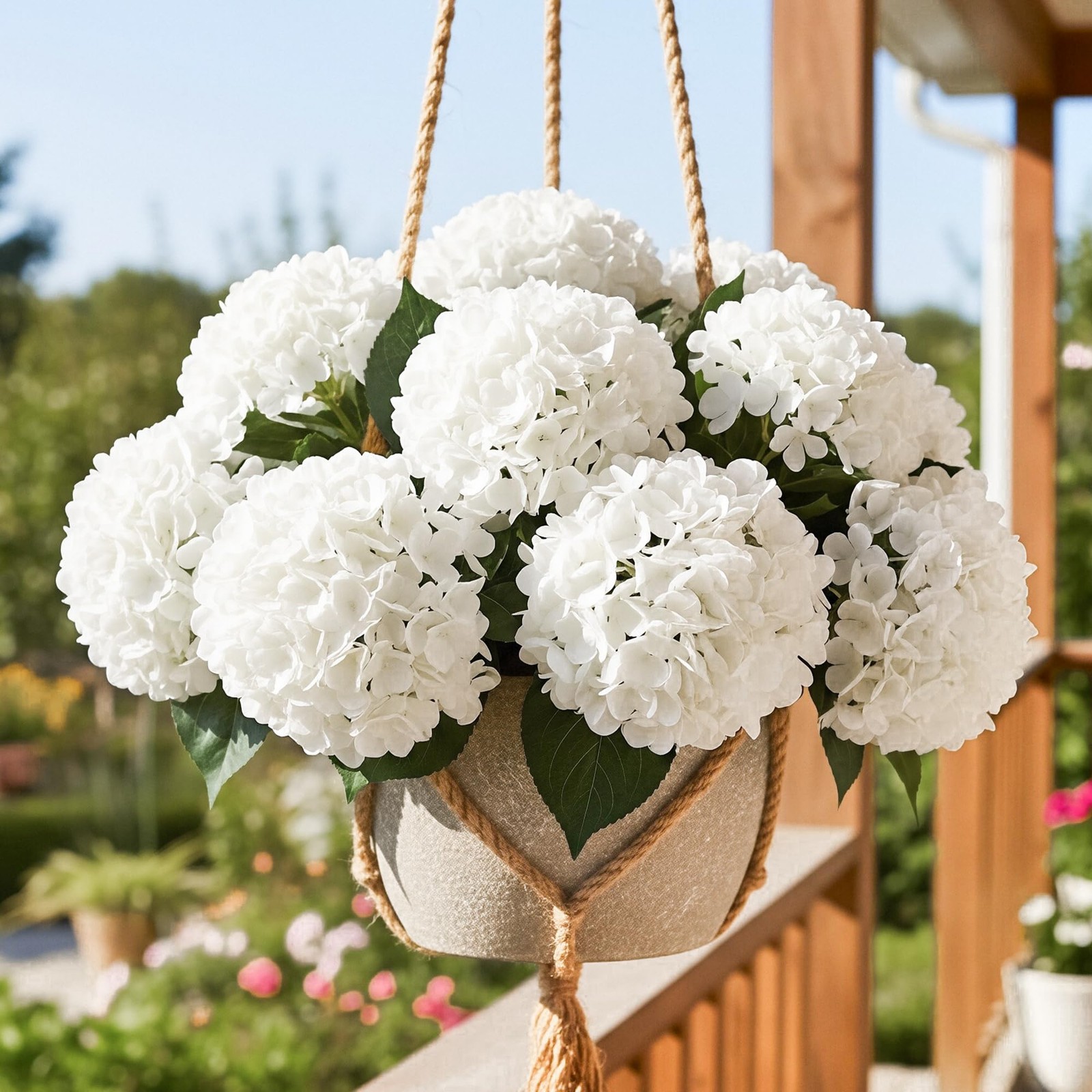 6 Bundles Hydrangea Artificial Flowers for Outdoors and Indoor, Bulk 30 Heads