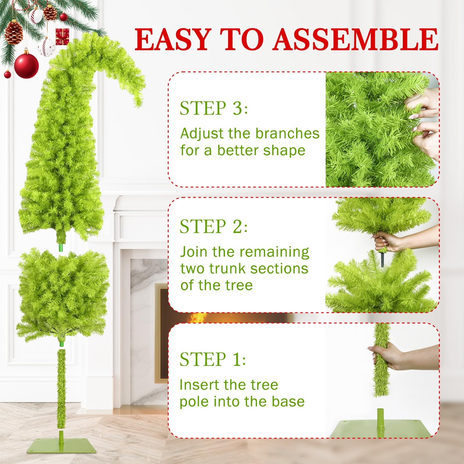 Obralitic 6FT Whimsical Lime Green Christmas Tree with 150 6ft,