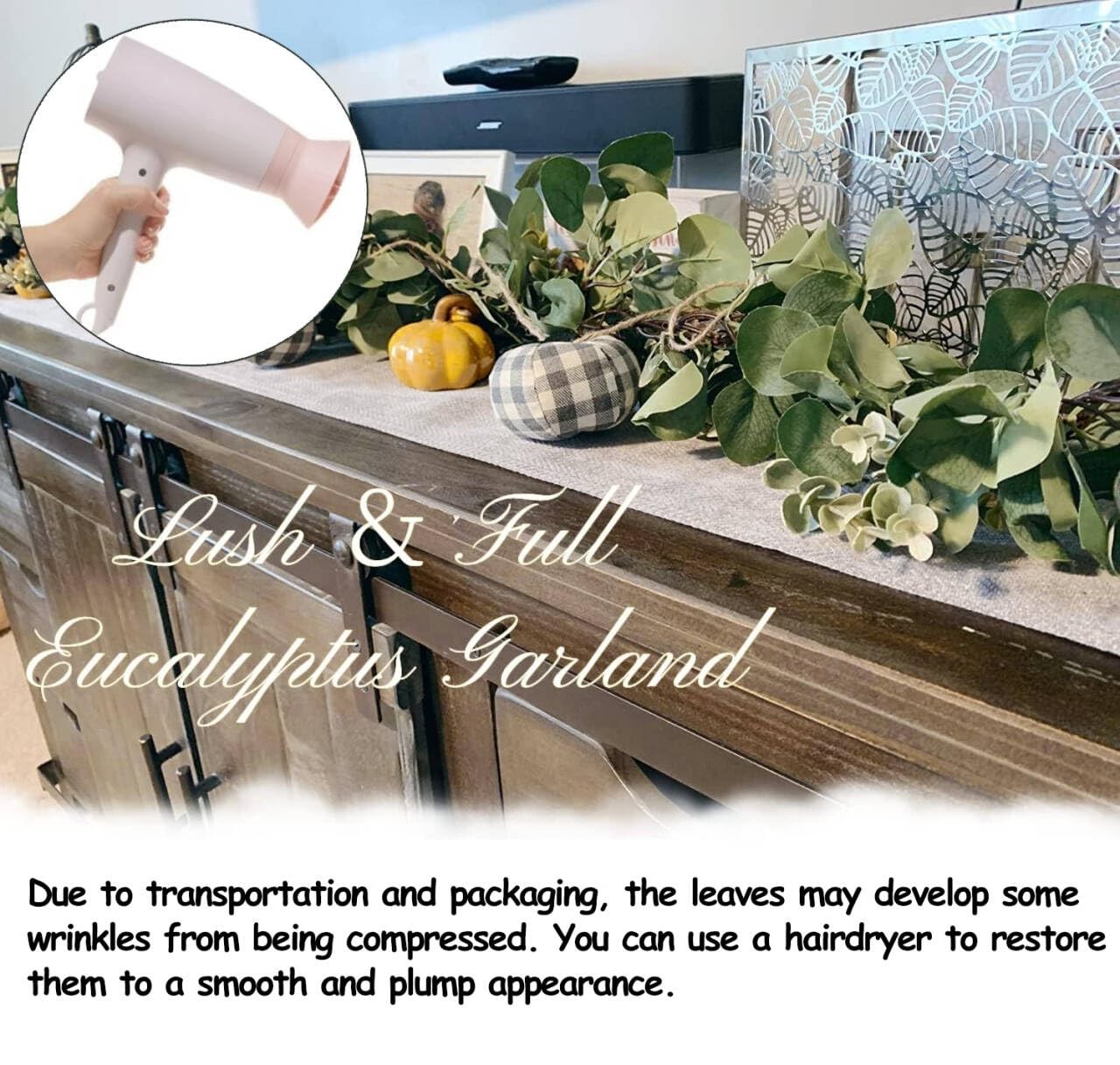 Ouddy Decor Eucalyptus Garland 6.56 Ft Lush Silver Dollar Leaves Boxwood Artific