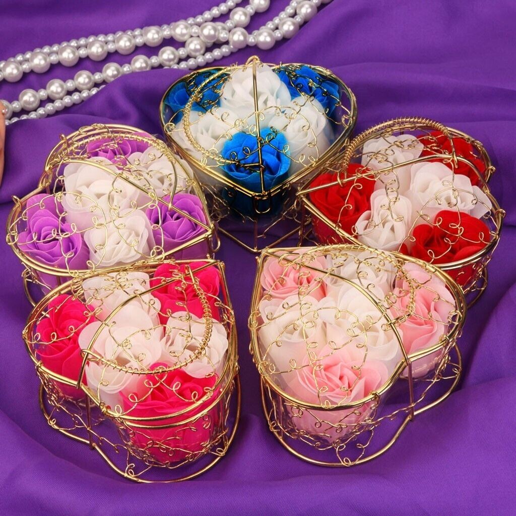 Heart Scented Petal Rose Soap Flower Wedding Valentines Day Gift Box 2 Packs