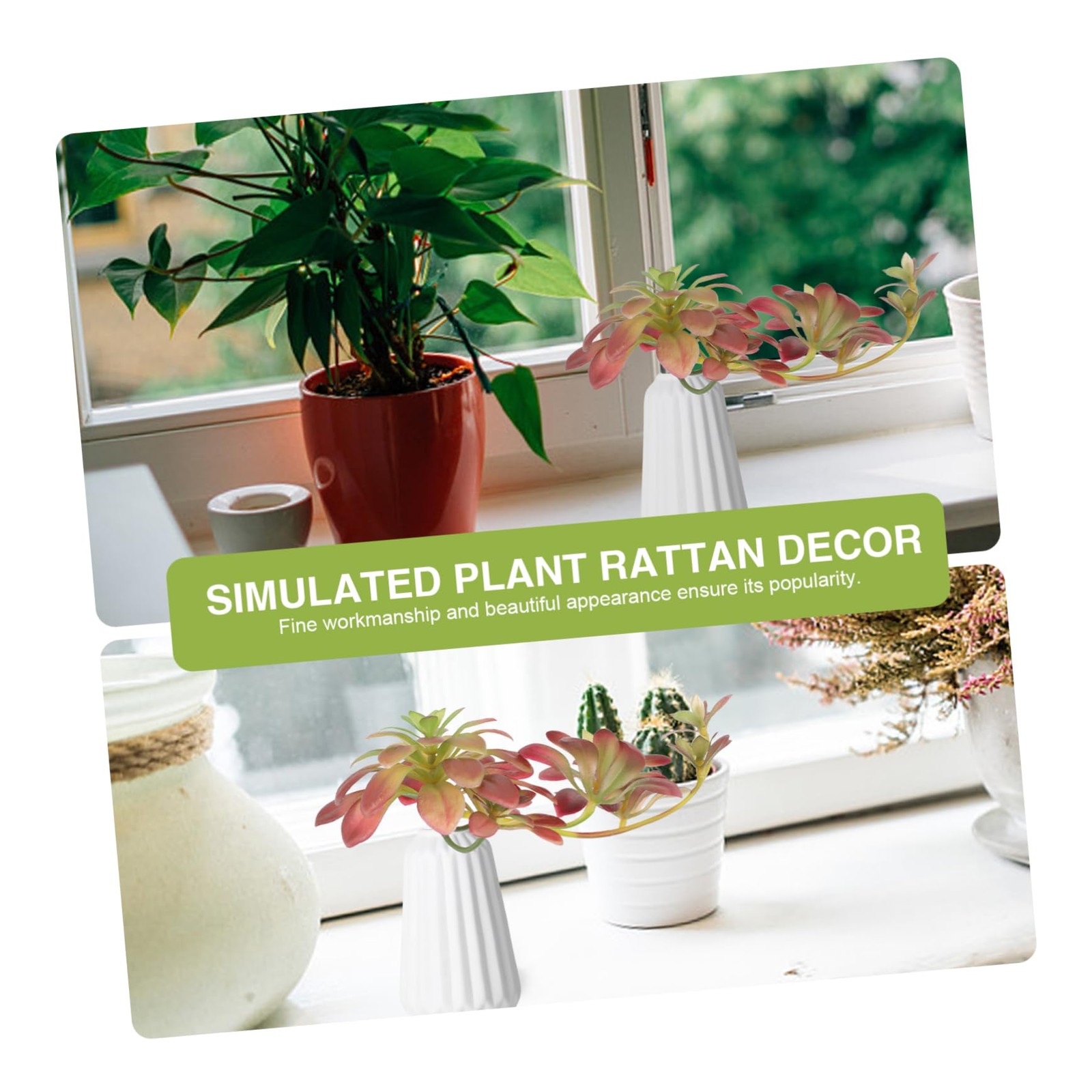 Simulated Plant Rattan Decor Hanging Artificial Succulents Indoor Home Office…