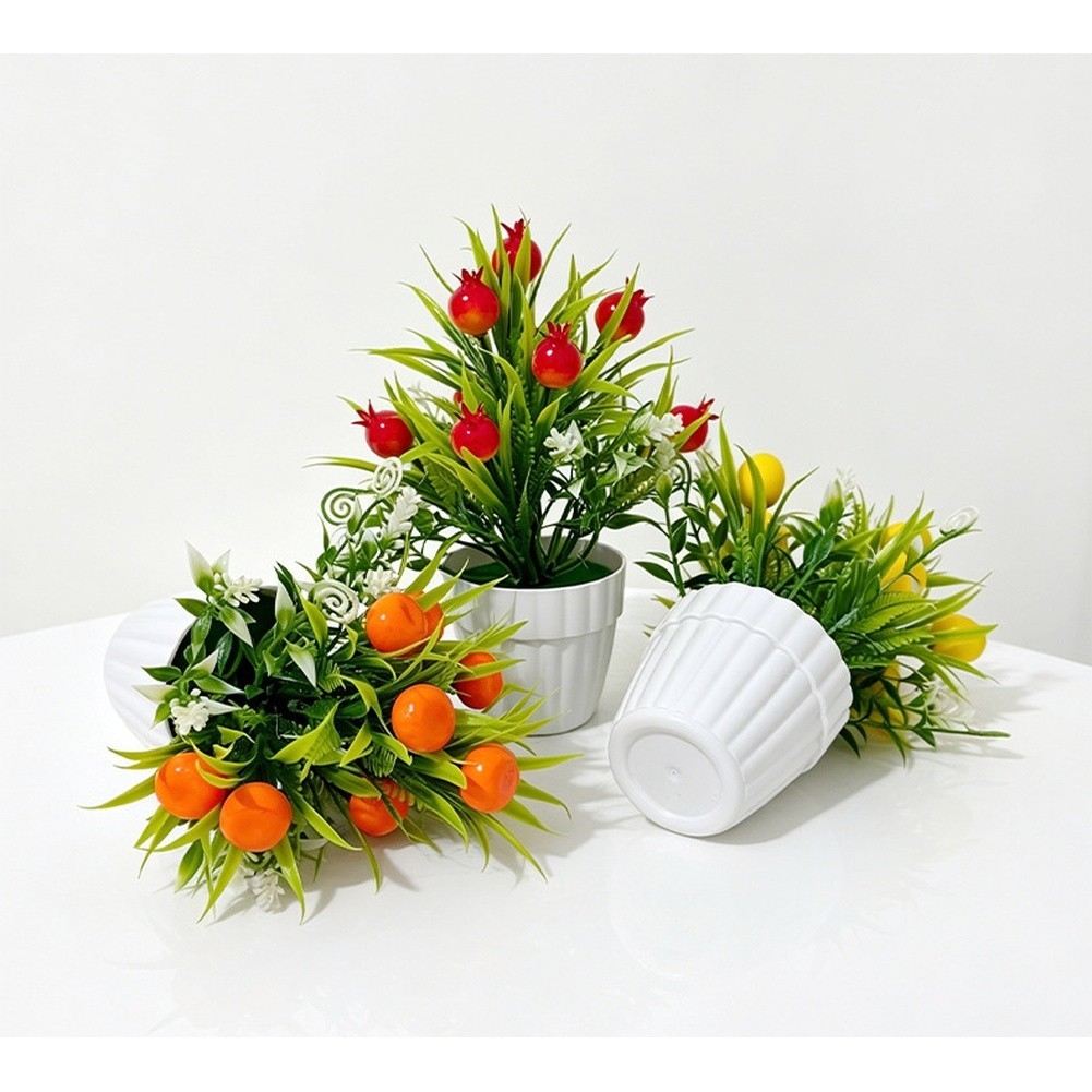 Plastic Artificial Fruit Tree 20cm Height for Home Office Tabletop Decoration