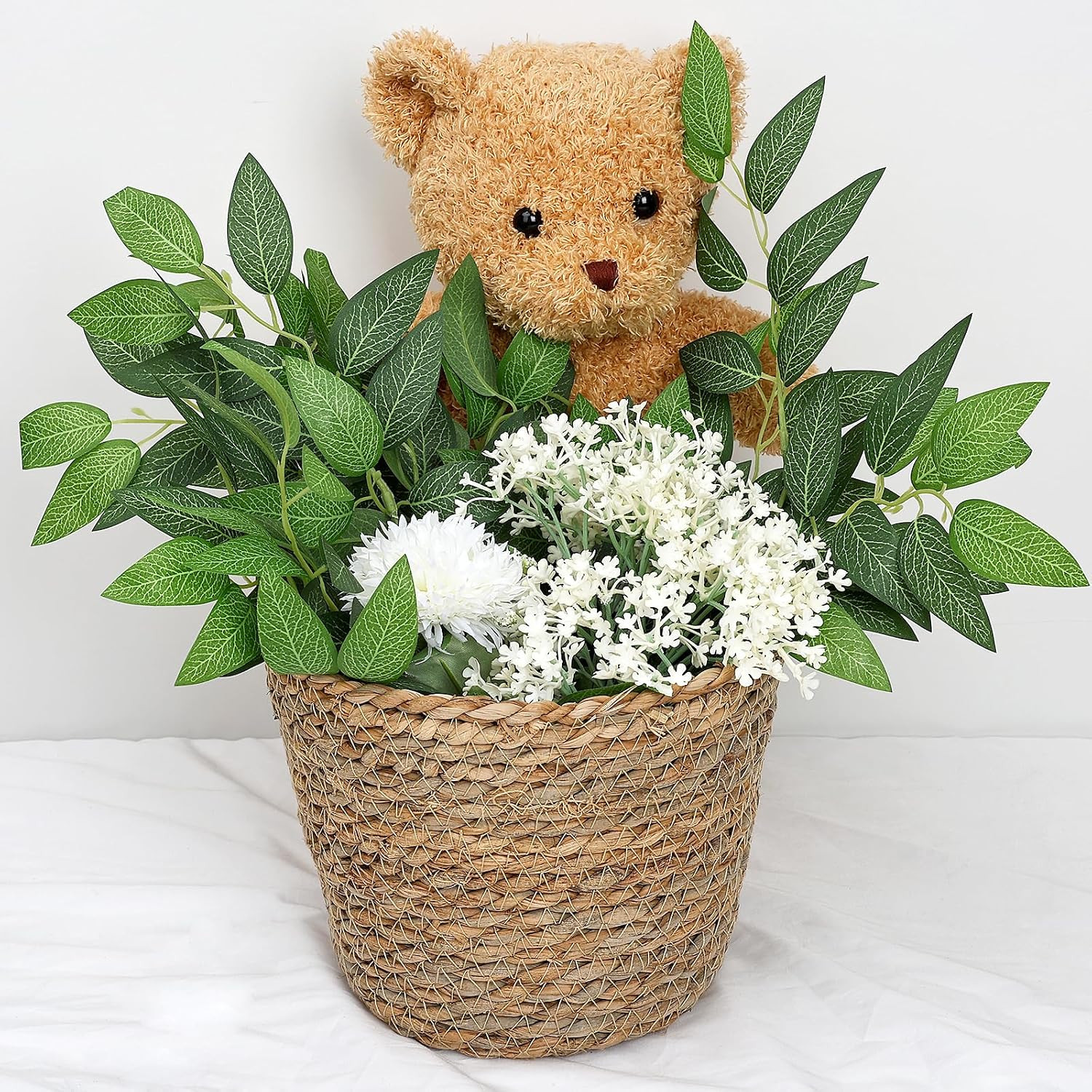 48 PCS Artificial Italian Ruscus Greenery – Fake Silk Green Leaf Stems for DIY W