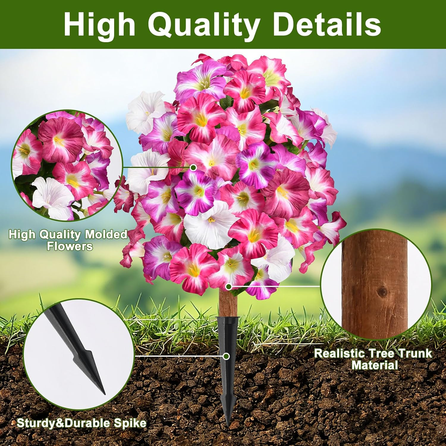 Set of 2 UV Resistant Faux Petunia Topiary Balls for Outdoor Decor