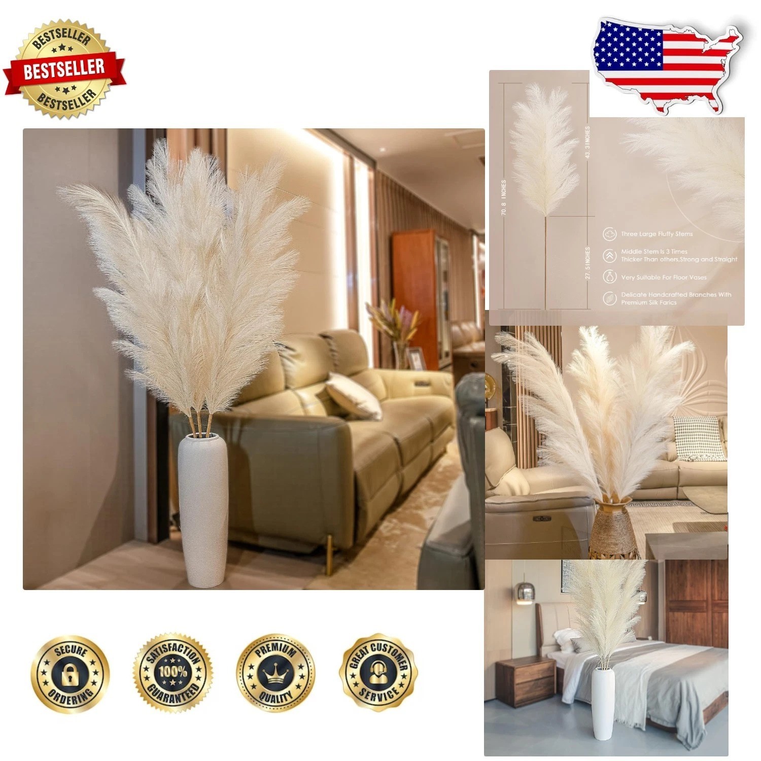 Tall 71 Inch Faux Grass Decor – Fluffy Silk Wedding Filler
