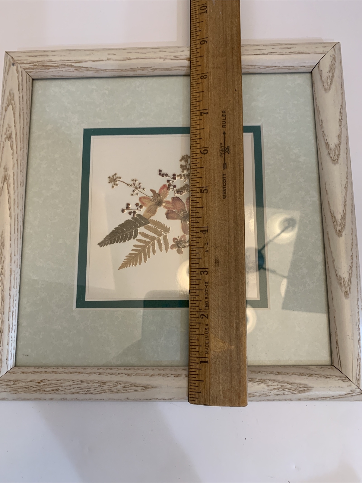 Dried Pressed Flowers Wall Hanging Art Floral Handmade Vintage Framed 9” Square