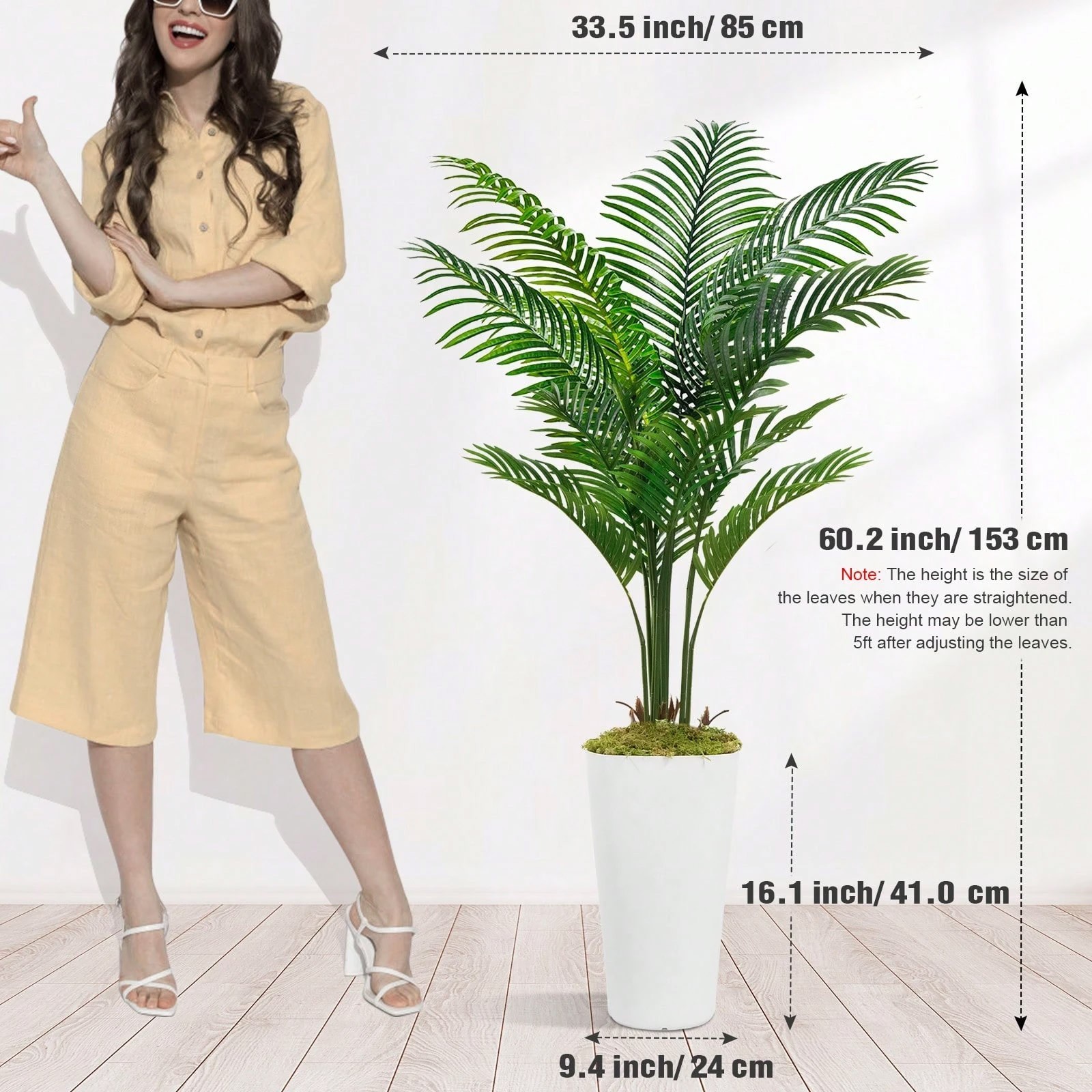 2 Pack 5FT Artificial Palm Trees with White Planters Indoor Decor