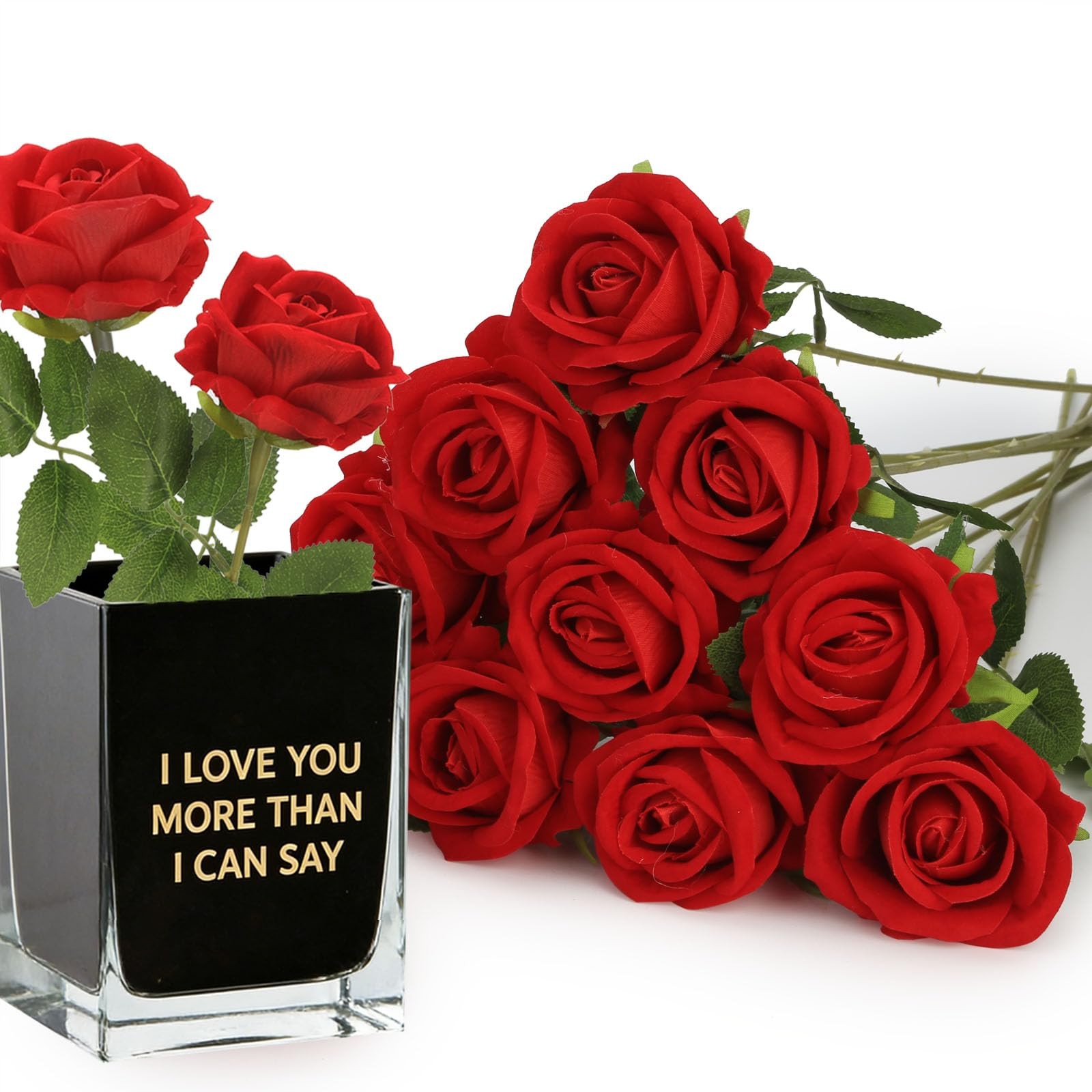 Roses Artificial Flowers, Fake Silk Roses with Stems for Valentine’s Day Moth…