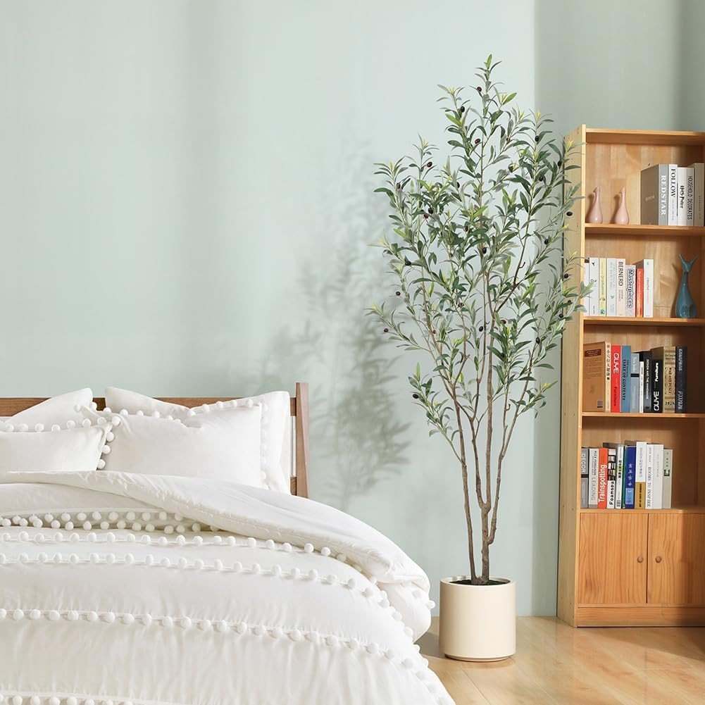 Artificial Olive Trees, 7 ft Tall Fake Olive Trees for Indoor | Faux Olive Silk
