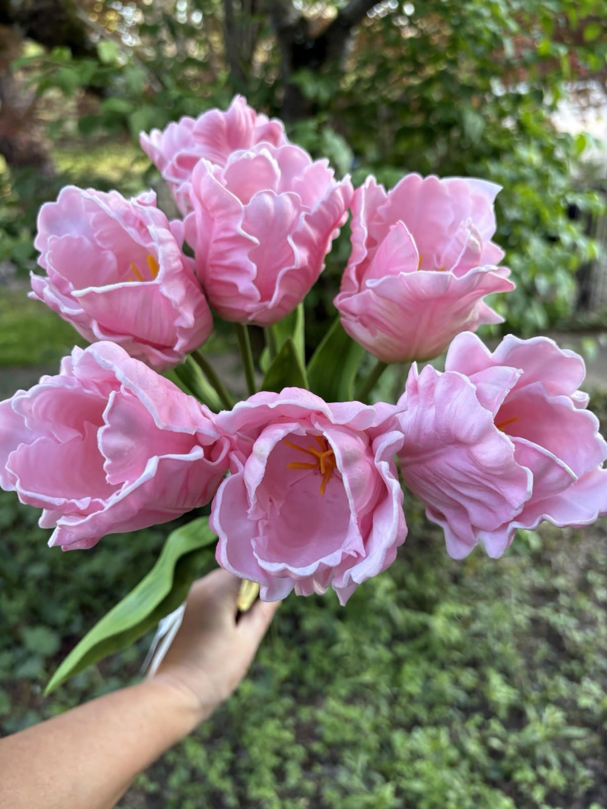 Allstate, 15″ Real Touch Parrot Tulip Bundle – Pink 2 Bouquets Latex Faux Flower