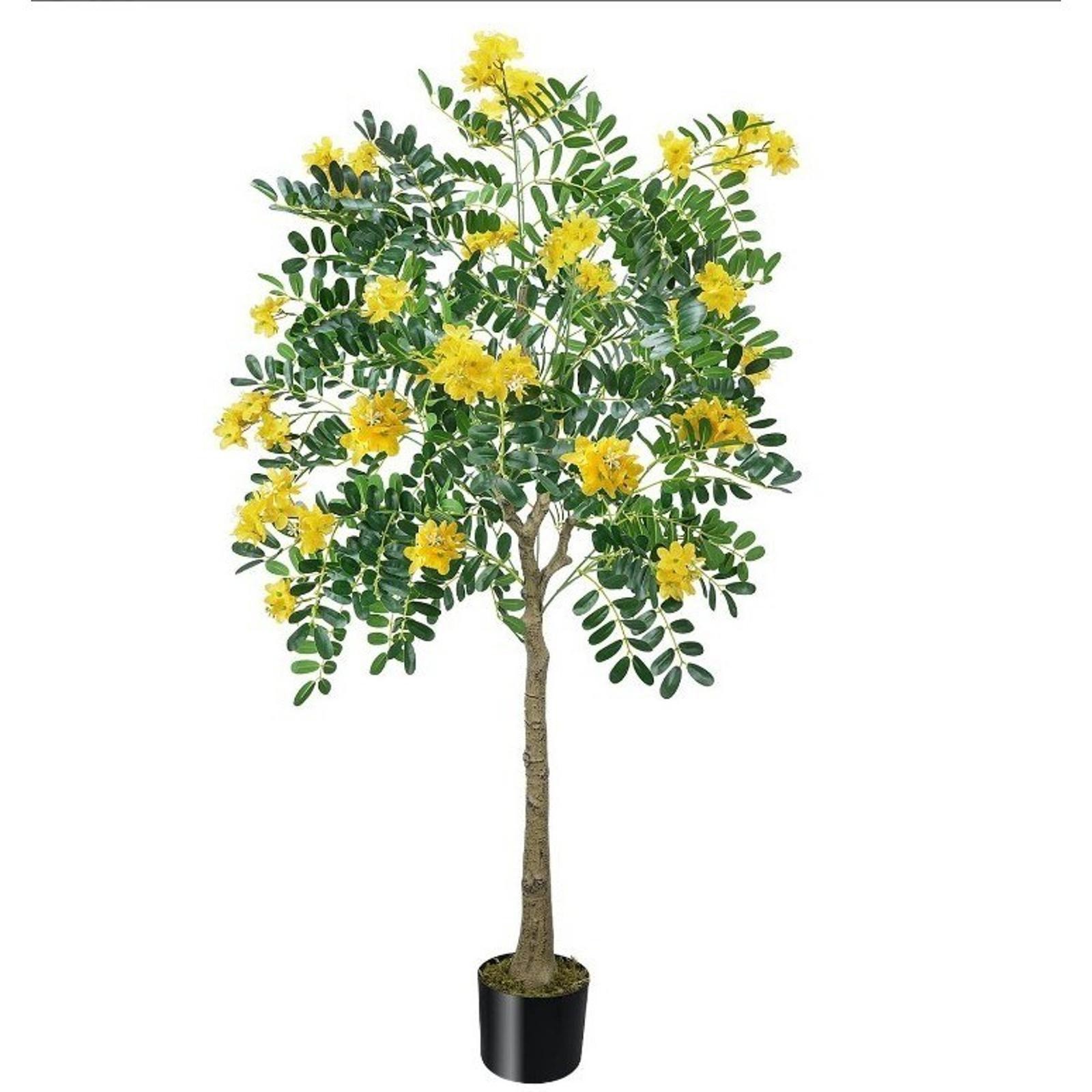 5FT Artificial Yellow Sophora Flower Silk Tree