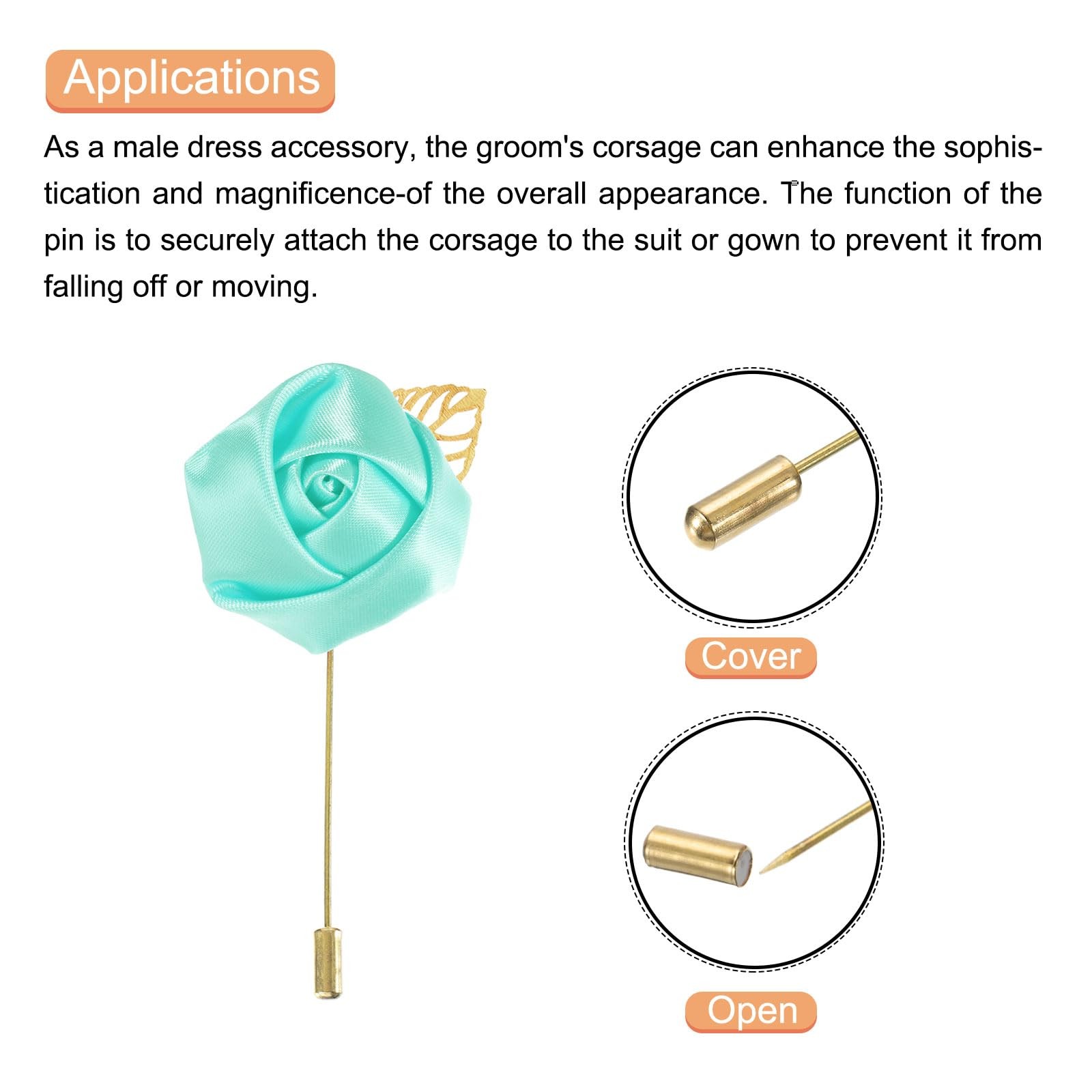 10 Pcs Groom Boutonnieres Rose Boutonnieres Pins 2″x3.5″ for Men Wedding Cere…