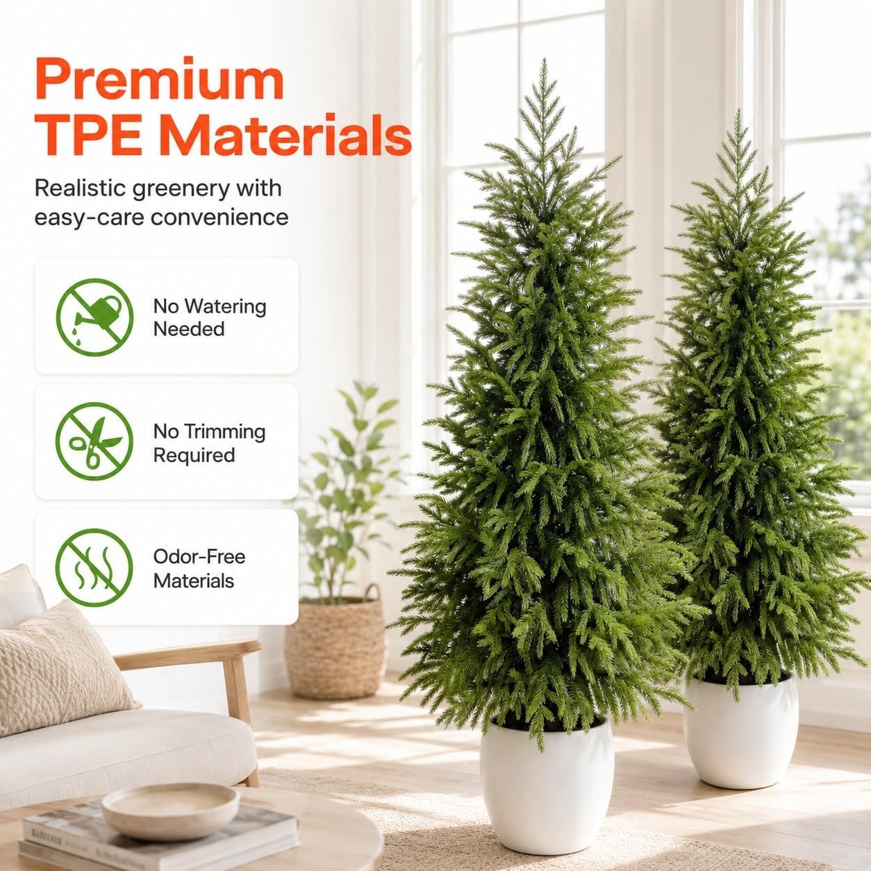 4FT Lighted Artificial Topiary Trees Outdoor Set of 2, Norfolk Pine Trees wit…