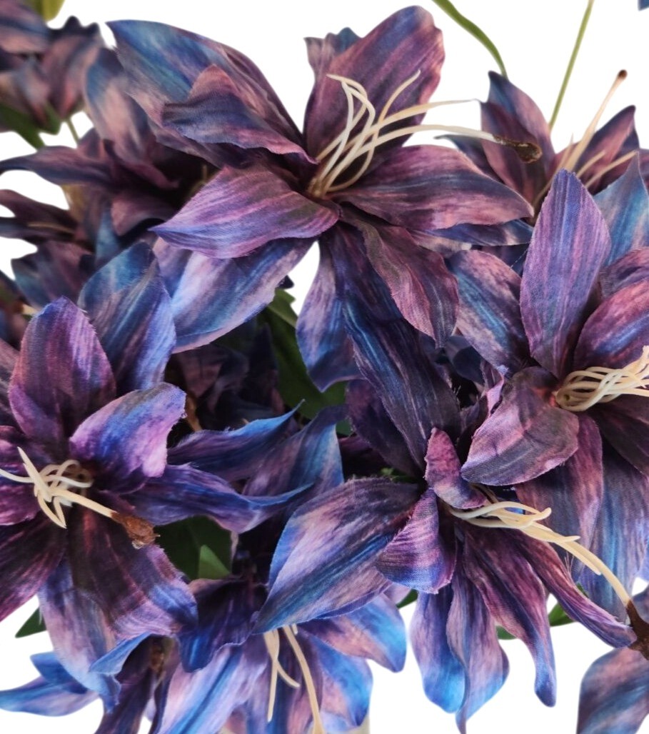 Luxury Artificial Tiger Lily Stem 34 Inch | Purple Blue Faux Lily | Designer Art