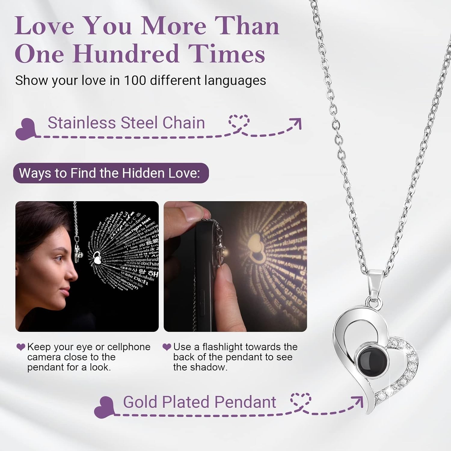 Eternal Flower Rose Box with Heart Necklace Preserved Rose Gifts for Women