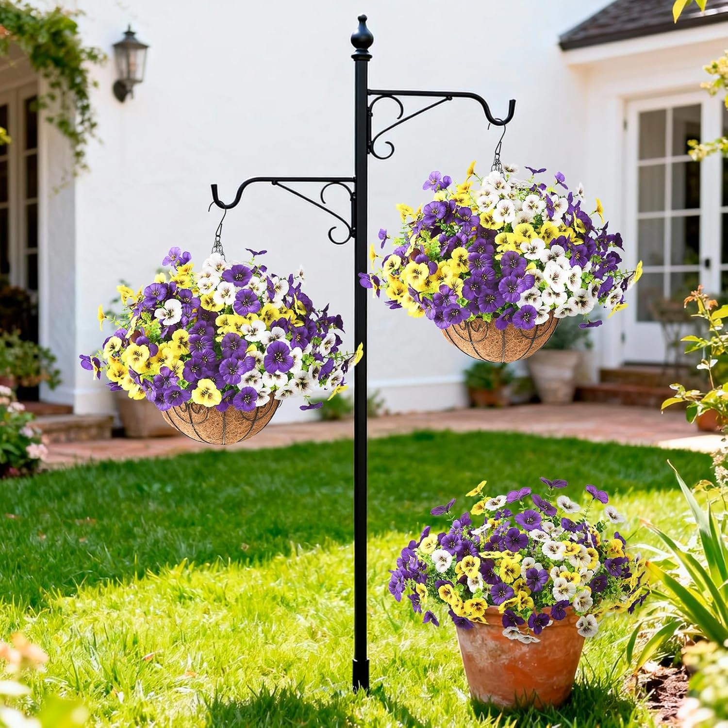 Artificial Fake Pansy Flowers for Outdoors, 12 Pcs Faux Silk Pansies Flower