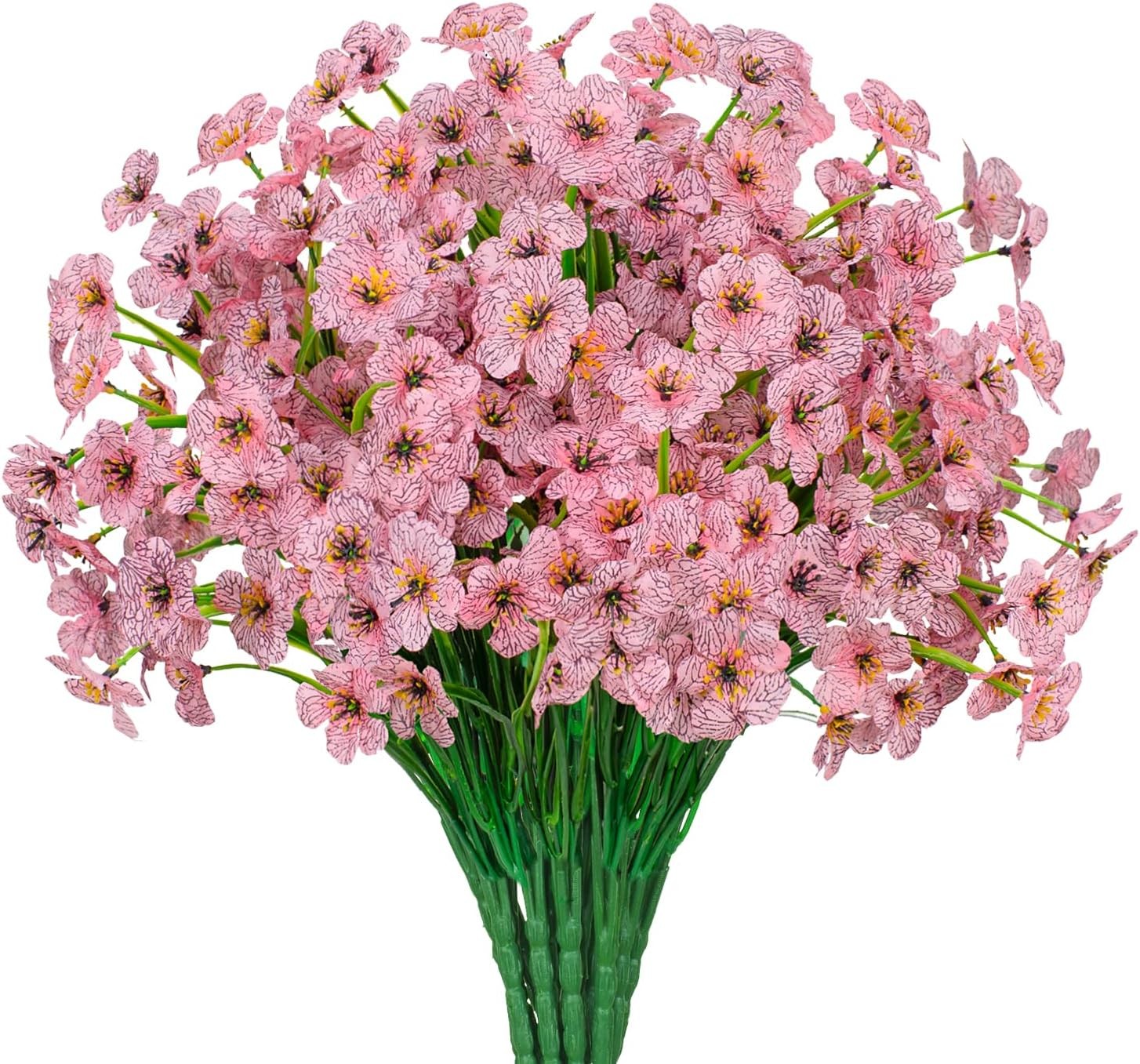 21 Bundles Artificial Flowers, UV Resistant Faux Silk Outdoor Planter