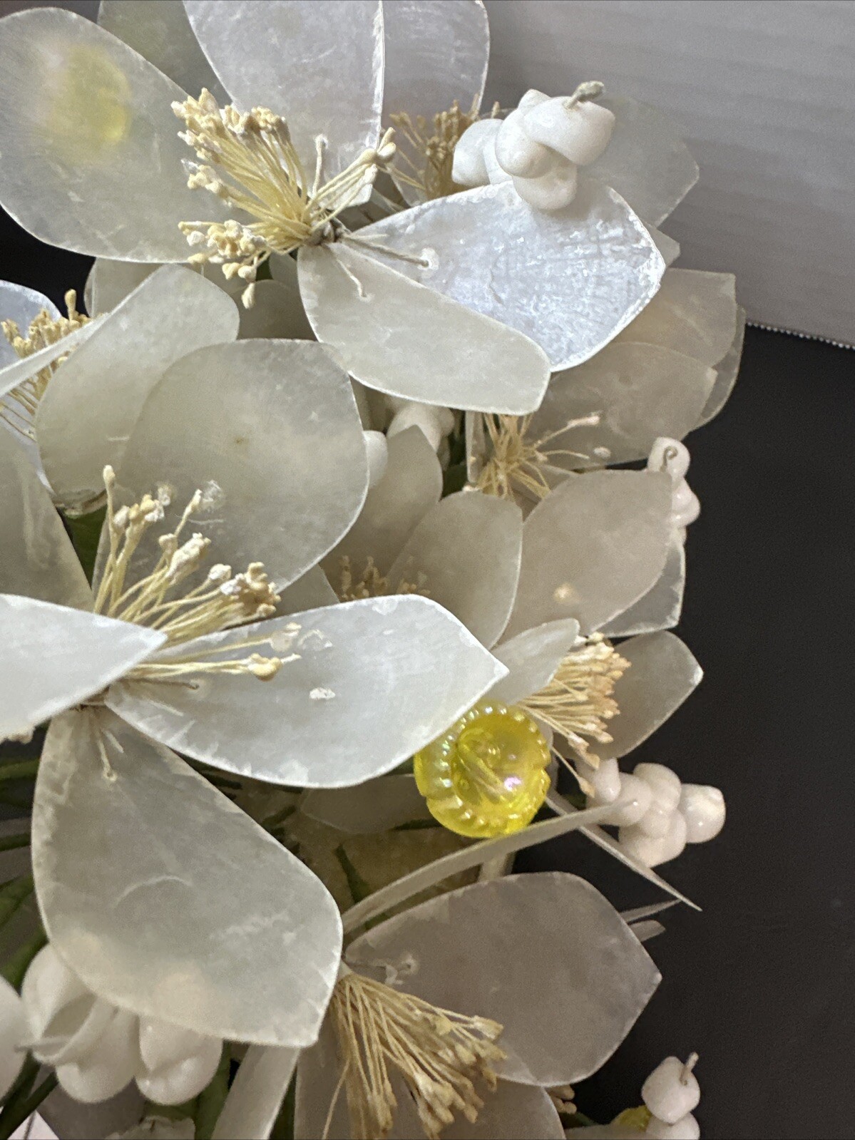 Vintage Capiz Shell & Metal Floral Standing Arrangement
