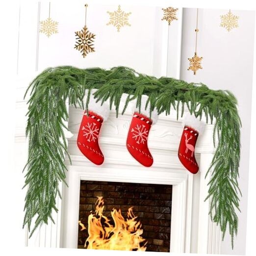 PCS Artificial Norfolk Pine Garlands, Real Touch Winter Pine Garland, Green 2