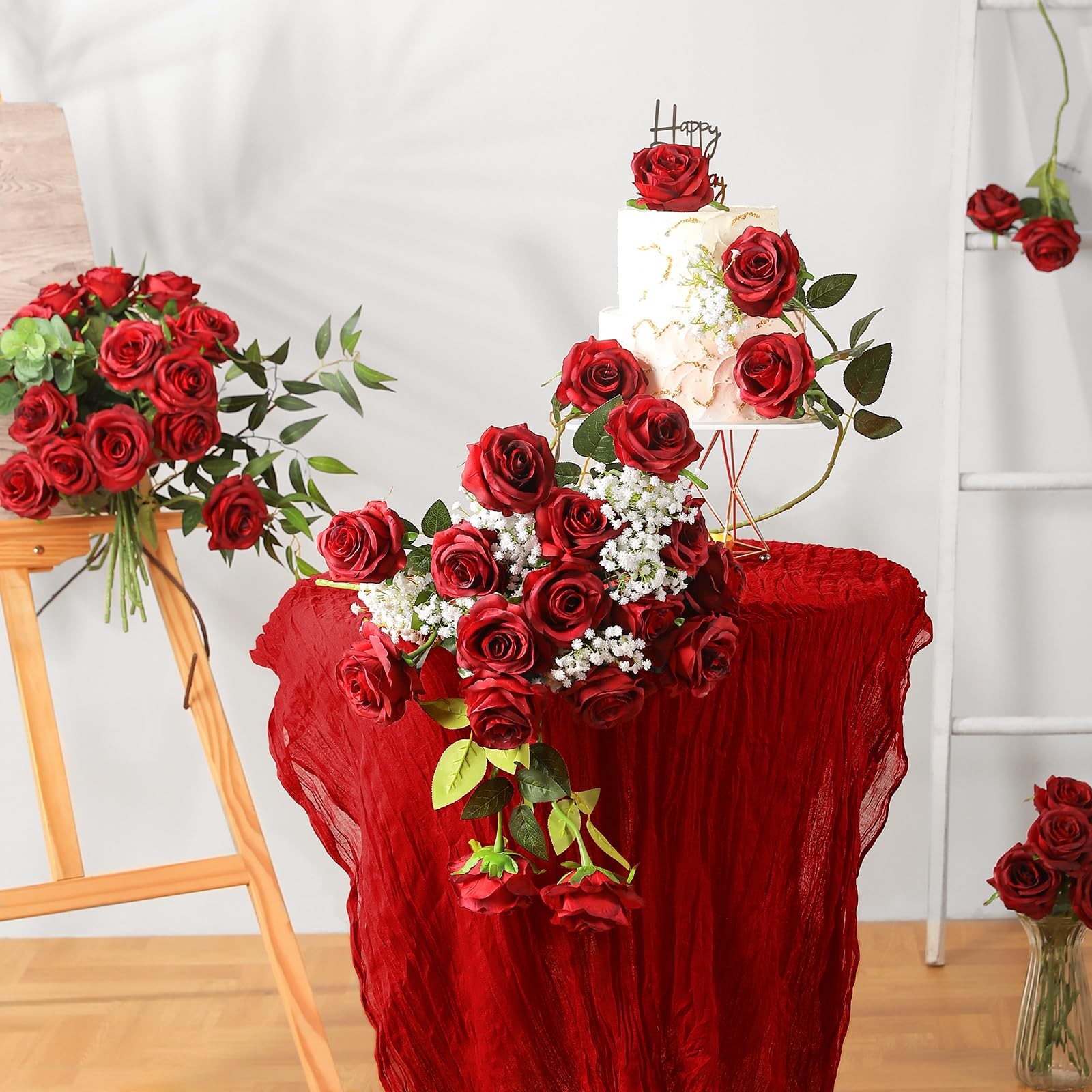 36Pcs Artificial Roses Realistic Fake Flowers Bulk Long Stem Silk Faux Roses …