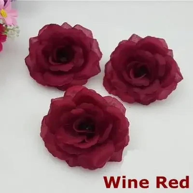 10PCS Wine Red Artificial Roses for Weddings, Christmas & Birthdays