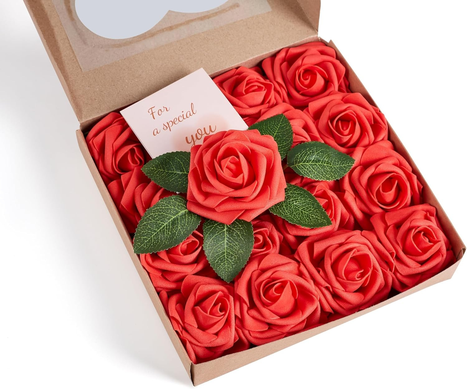 Red Artificial Rose Flowers Fake Flowers with Stem Red Foam Fake Roses for DIY W
