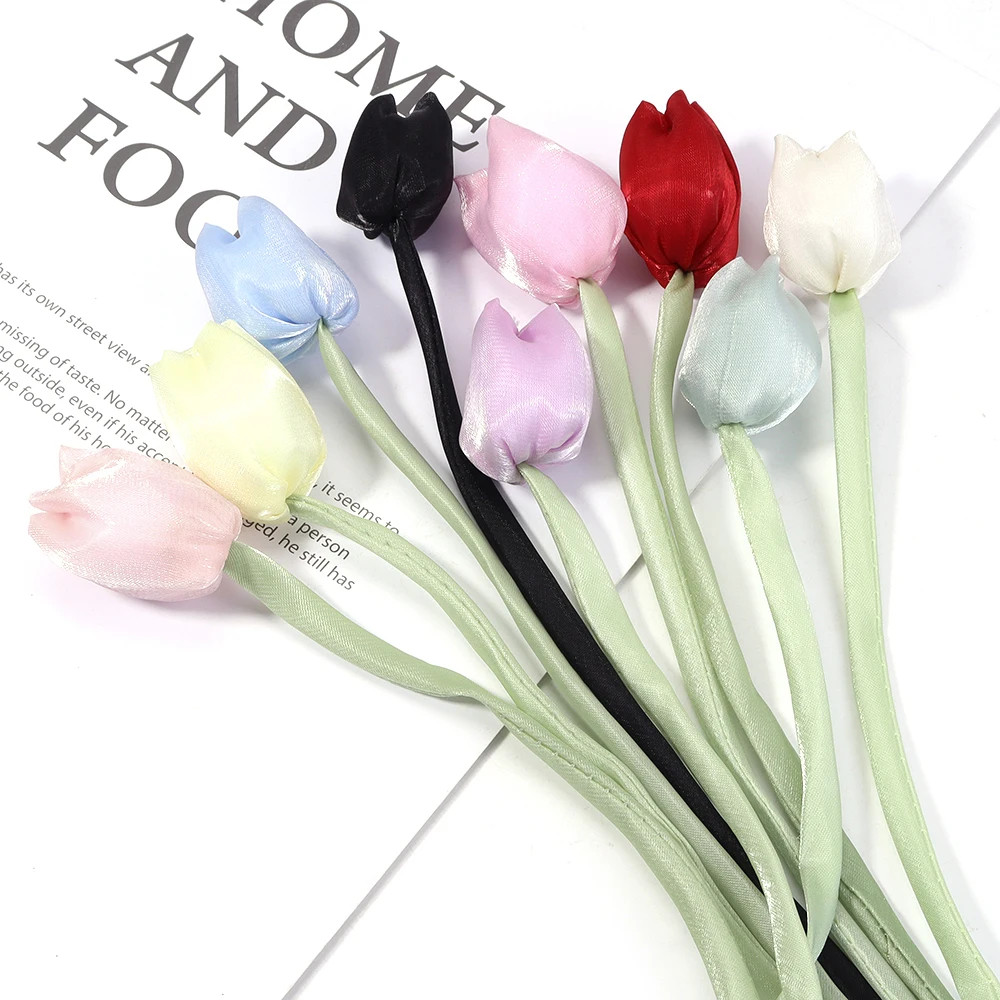 5pcs/lot Colorful Tulip Bow Flowers Patches 3D Flower Handmade Fabric Pillows