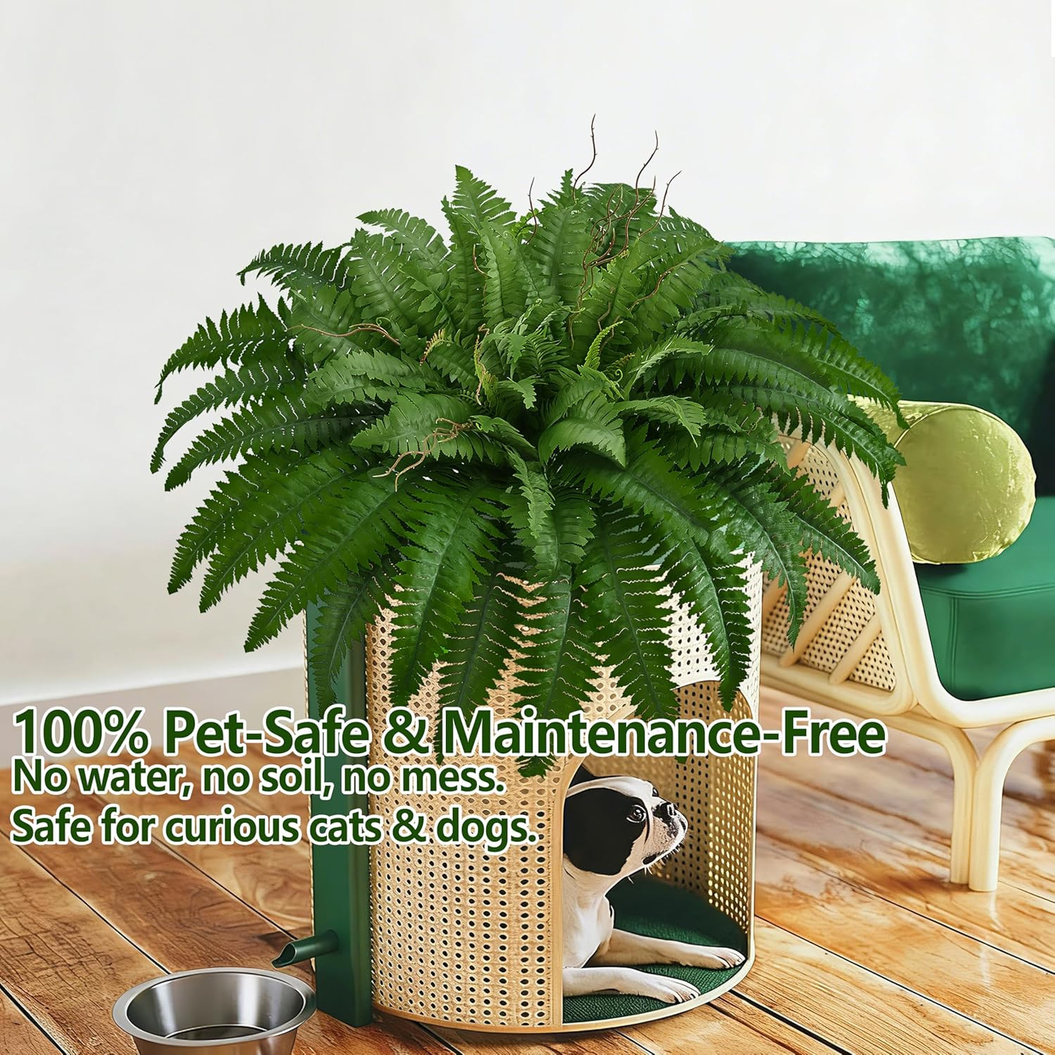 42In Artificial Boston Ferns Bush, Set of 2 Large Faux Ferns Plants, 79 Branches