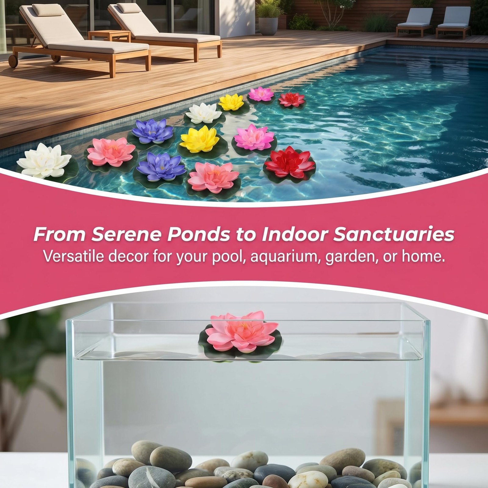 6 Pcs Artificial Floating Water Lily, Simulation Lotus Flowers, Multi Color P…