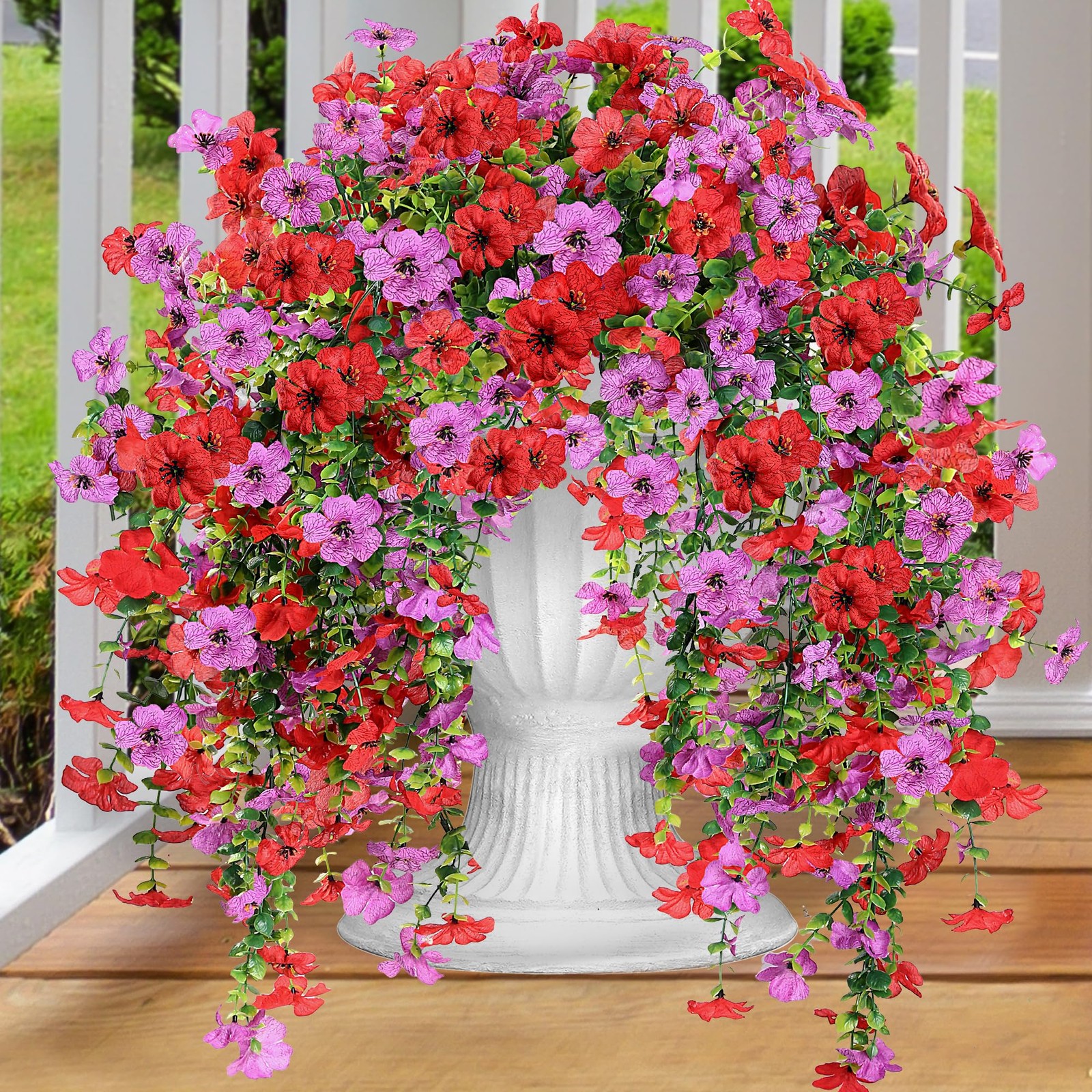 Artificial Fake Hanging Flowers Plants for Outdoor Outside Spring Summer Decora