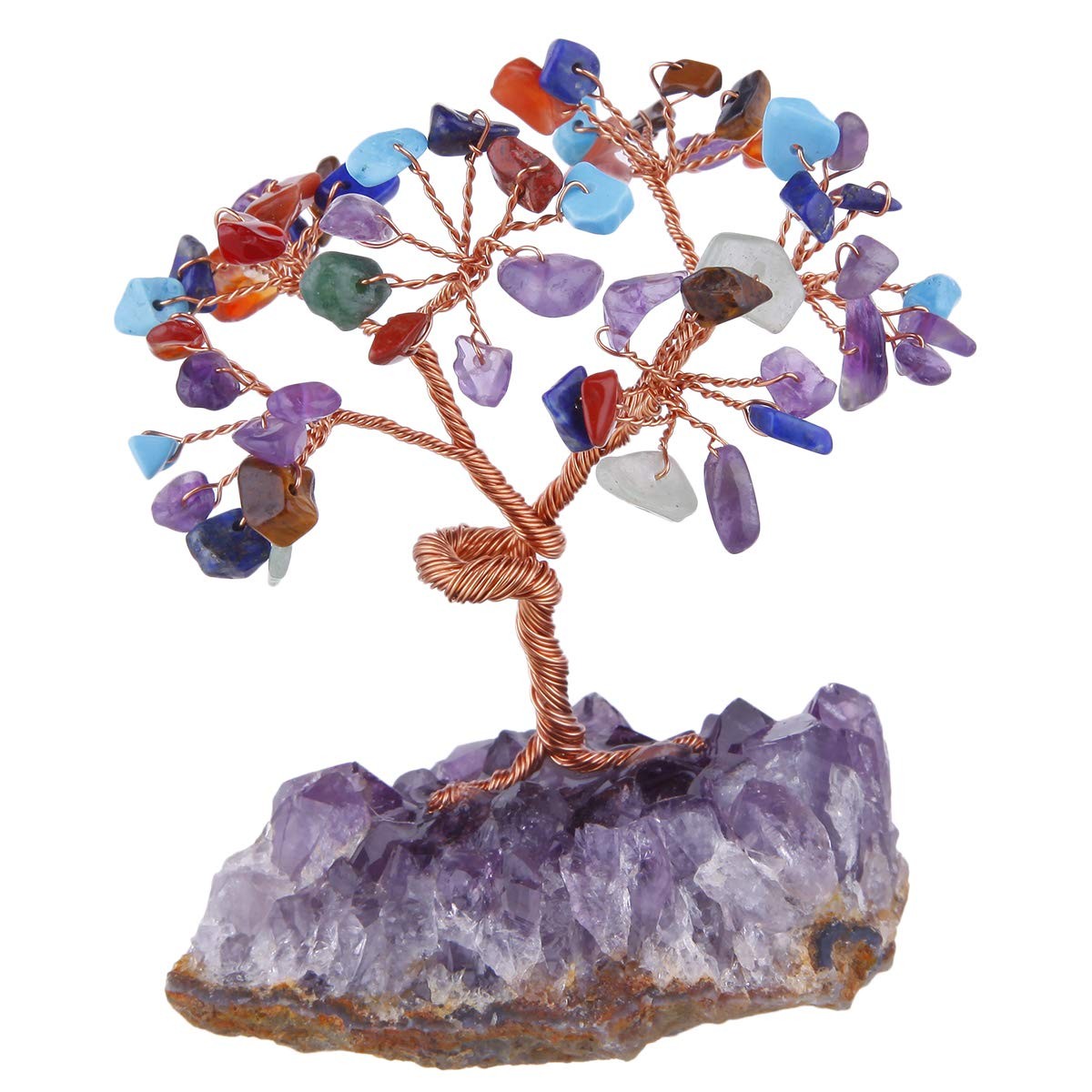 7 Chakra Crystal Tree Amethyst Cluster Base Bonsai Money Tree Luck