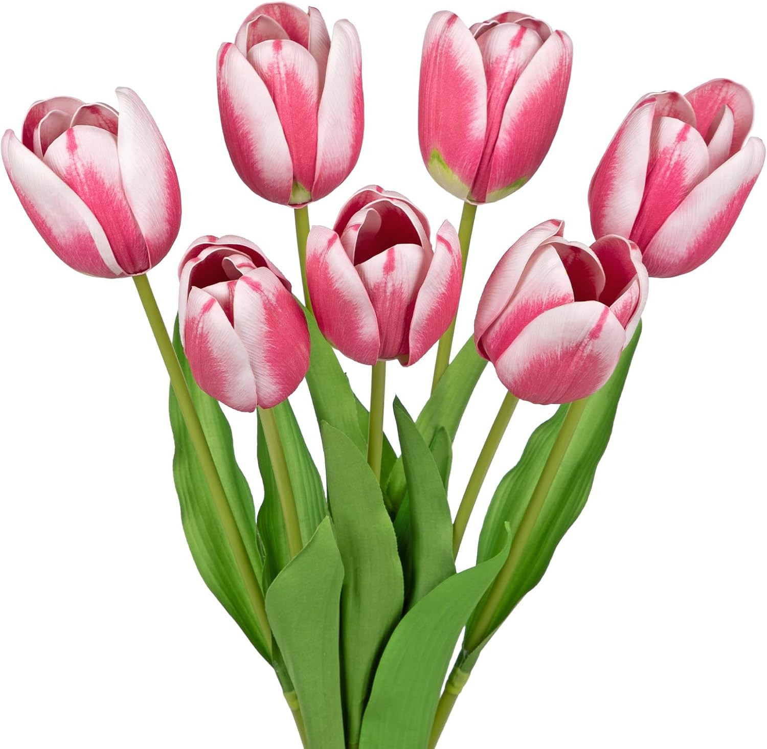 Artificial Tulips Flowers – 20″ Long Stem Faux Tulips, 10PCS Real Touch Fake Whi