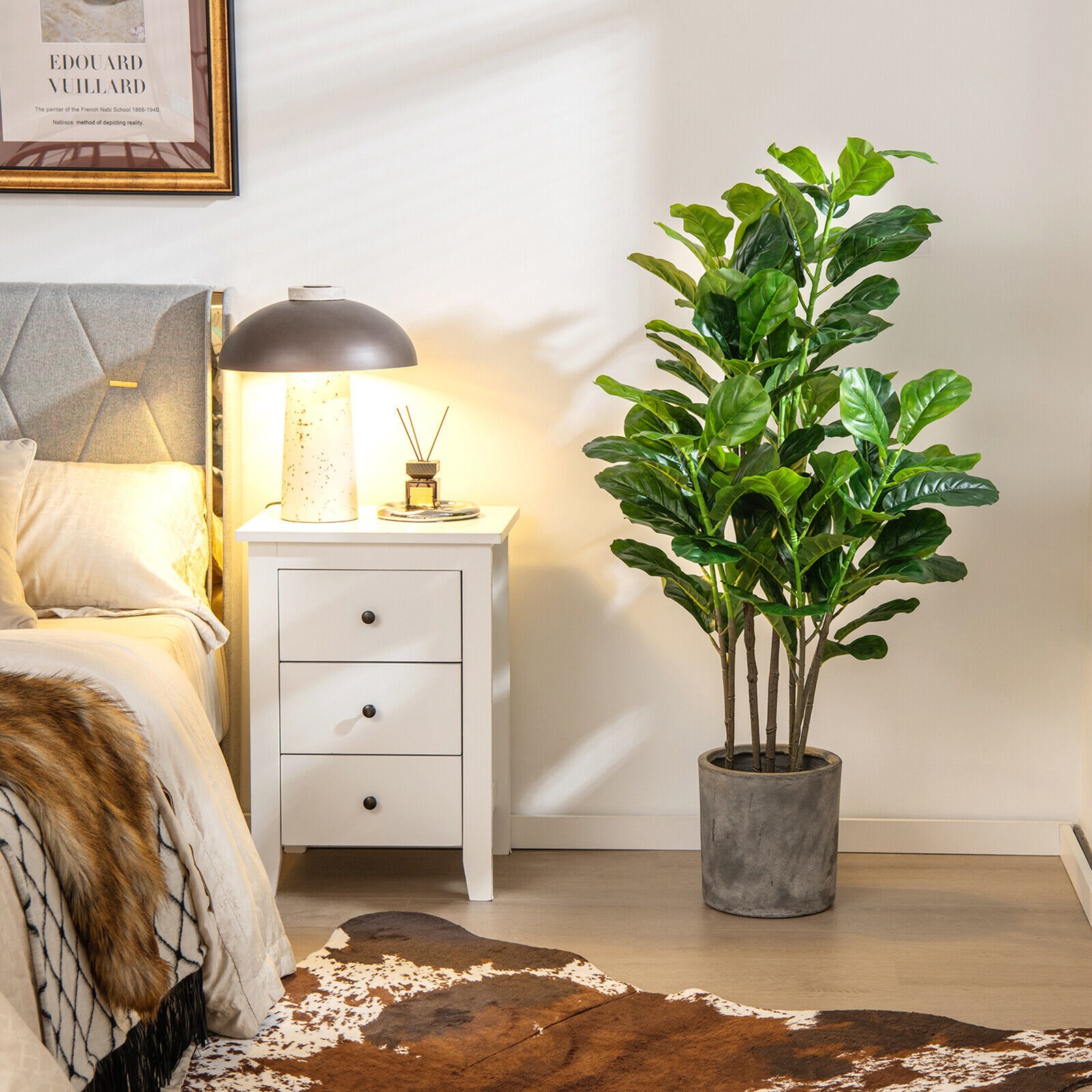 4.2′ Artificial Tree 2-Pack Artificial Fiddle Leaf Fig Tree for Indoor Outdoor