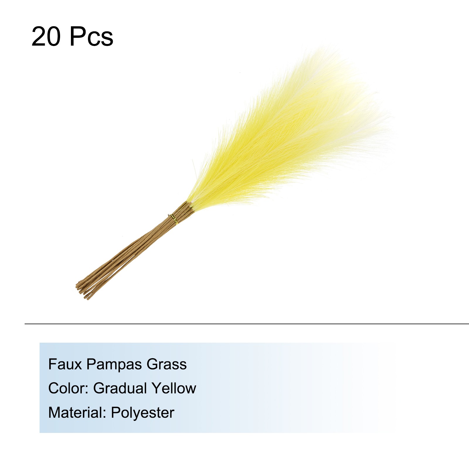 20Pcs Faux Pampas Grass,21″/55cm Fake Pampas Grass Decor,Gradual Yellow
