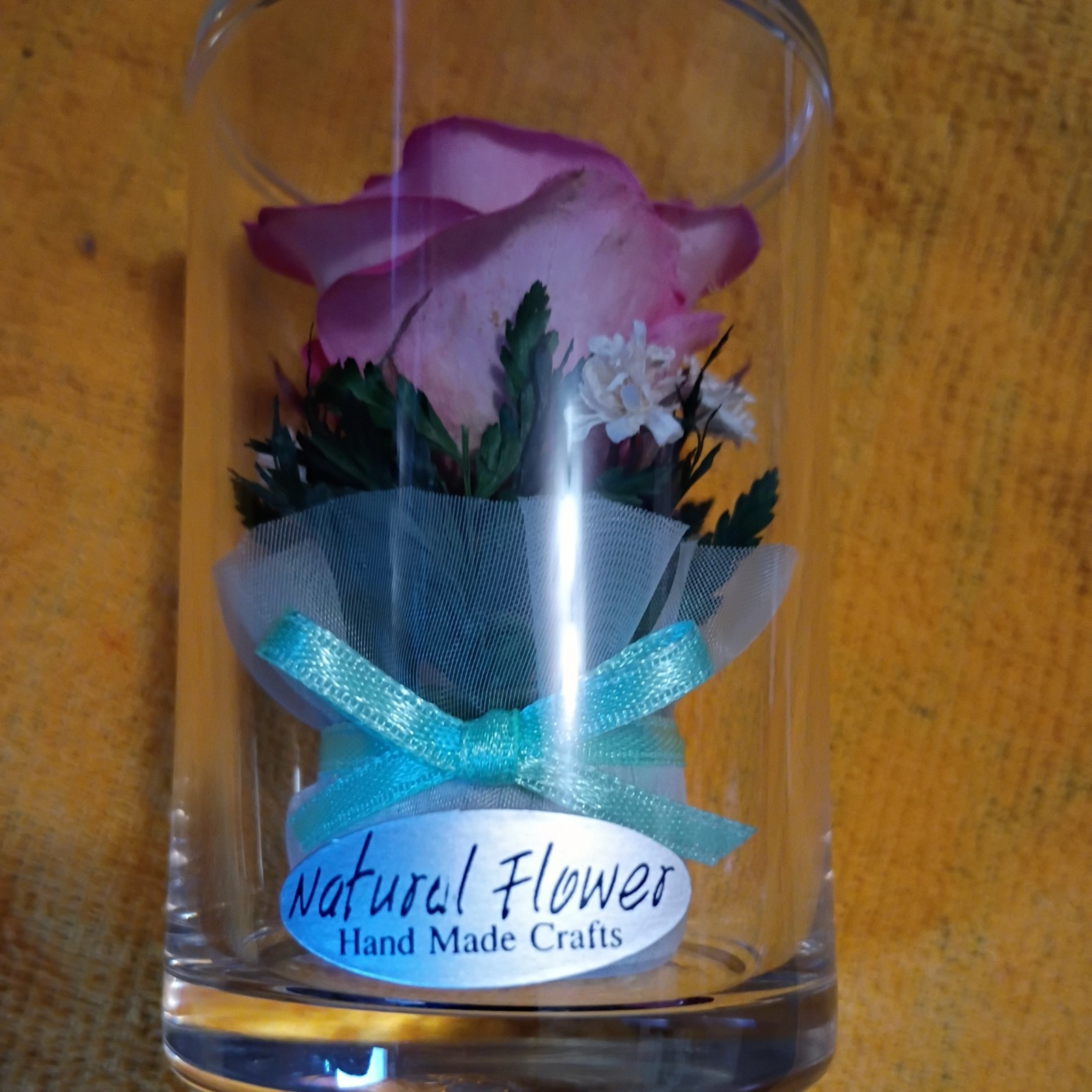 Beautiful Vintage Preserved Flowers Handmade Real Orchids & Roses Sealed Glass