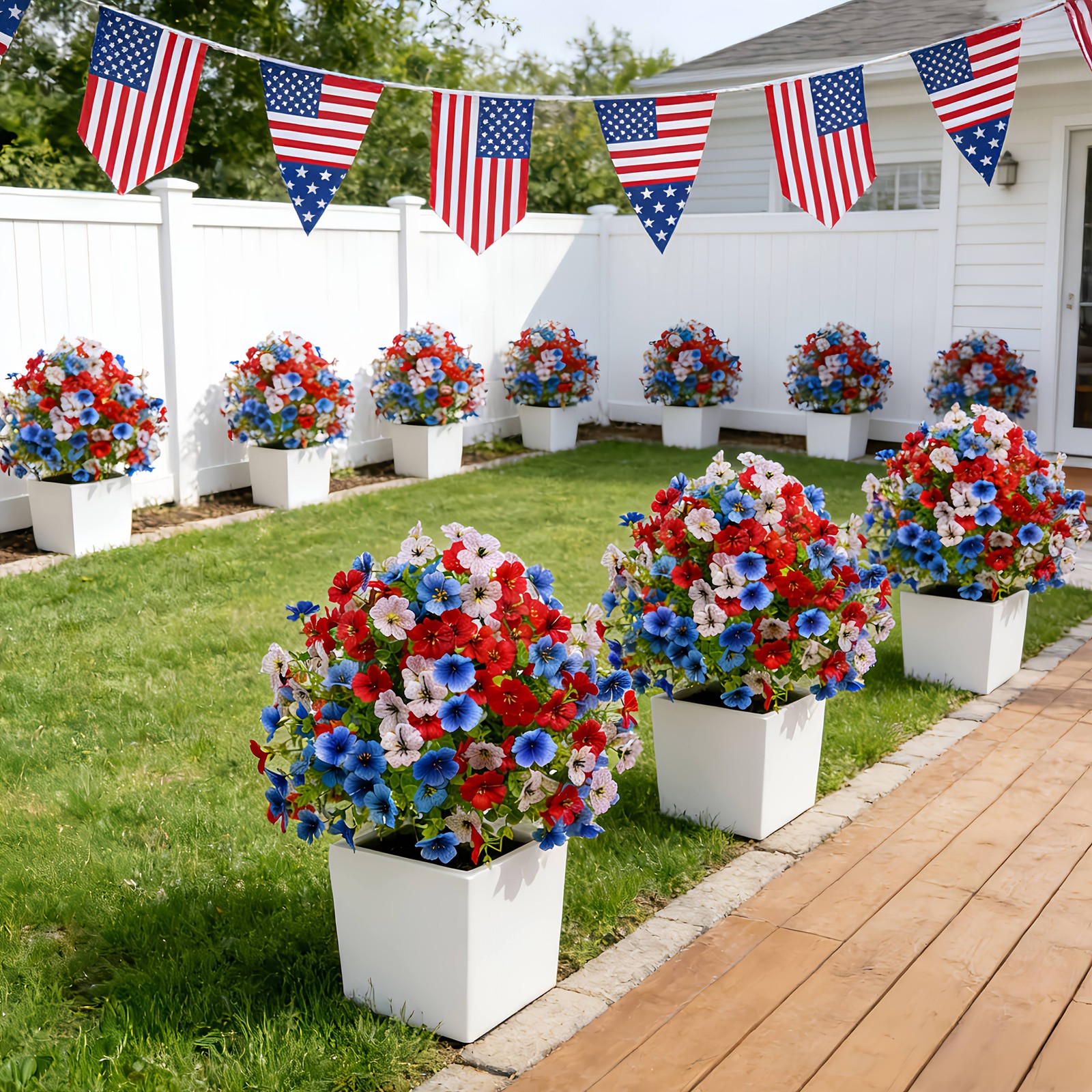 2pcs Independence Day Patriotic Artificial Flowers Outdoor Cemetery Yard Decor