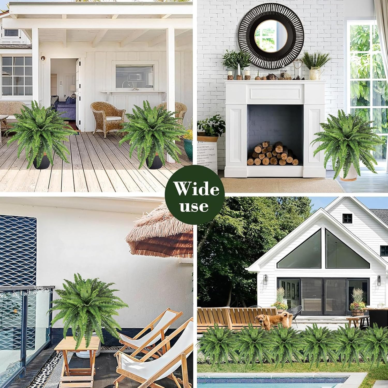 Artificial Ferns for Outdoors & Indoors, 45In Large Fake Ferns Plants with 55 Fr