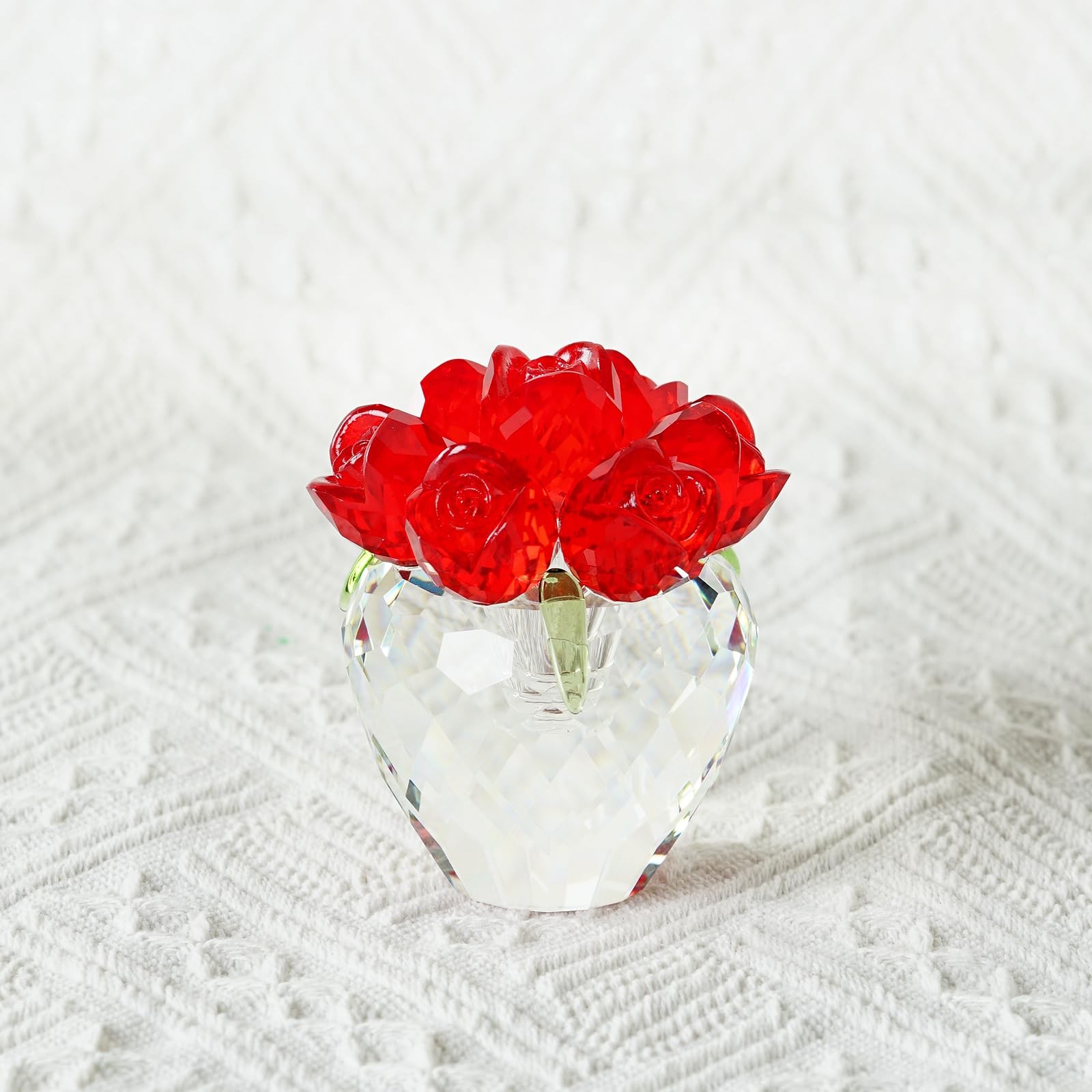 Crystal Red Rose Figurine Ornament,Rose Flower Gifts for Wife Mom Girlfriend,…