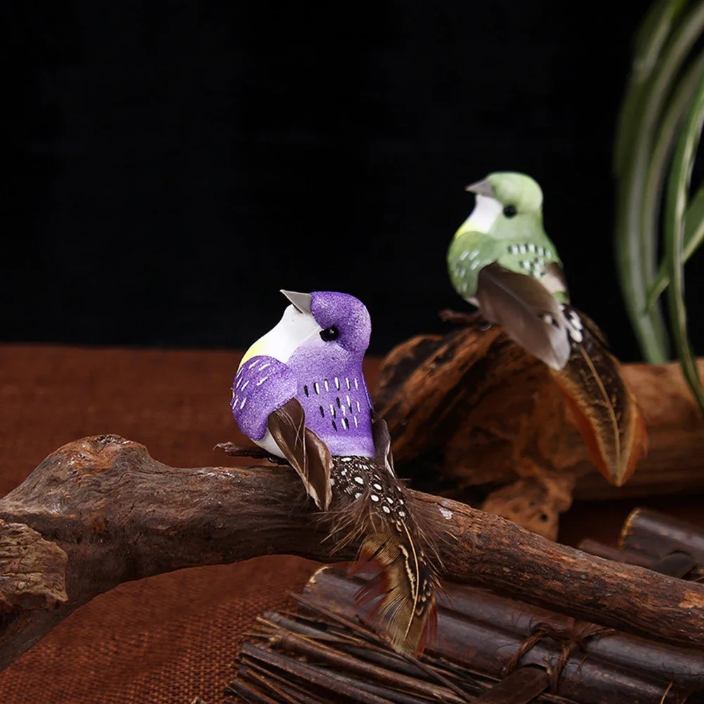 6Pcs Artificial Birds Fake Foam Animal Simulation Feather Birds Models DIY.