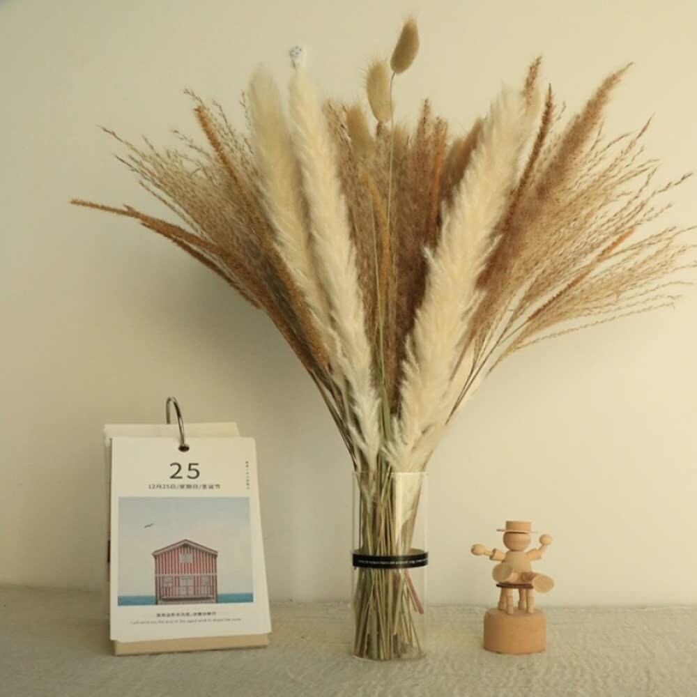 Pampas Grass Decor 115 Pcs Boho Home Decor Dried Flowers, 17.5 Inch Dried… B17