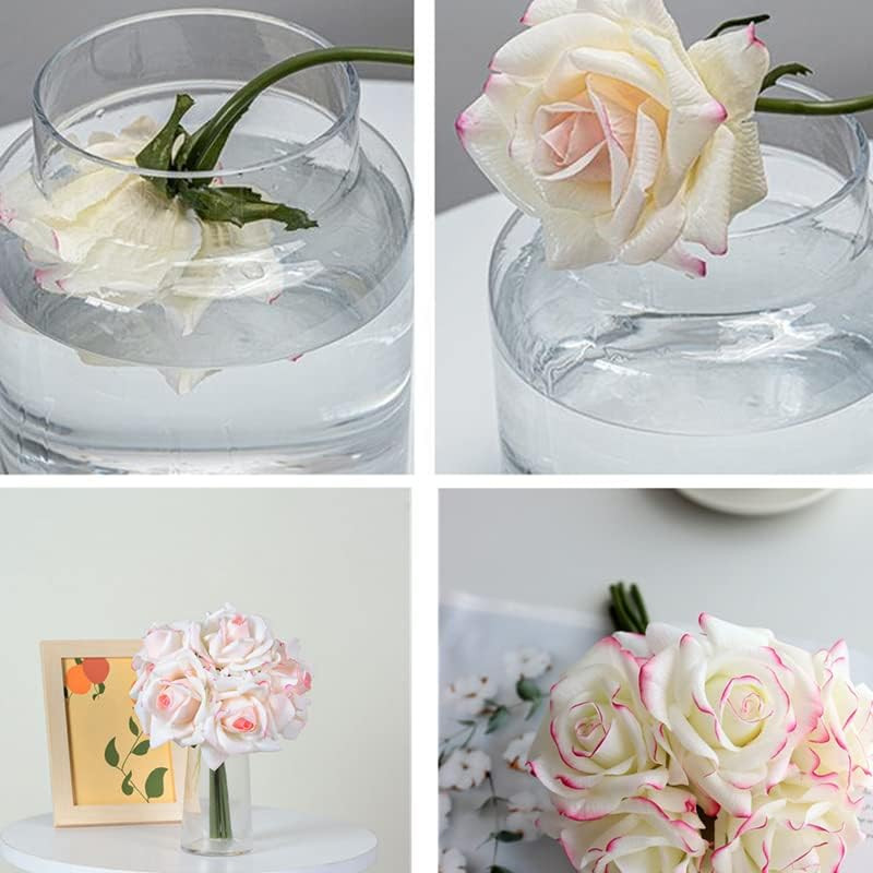 6 Pcs Artificial Rose Flowers Real Touch Silk Rose 10.2 Inch Single Stem Roses f