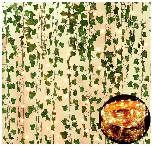 Fake Vines Decor 100 LED Room Light Garland Home Garden Ivy Wall Wedding 12 Pack