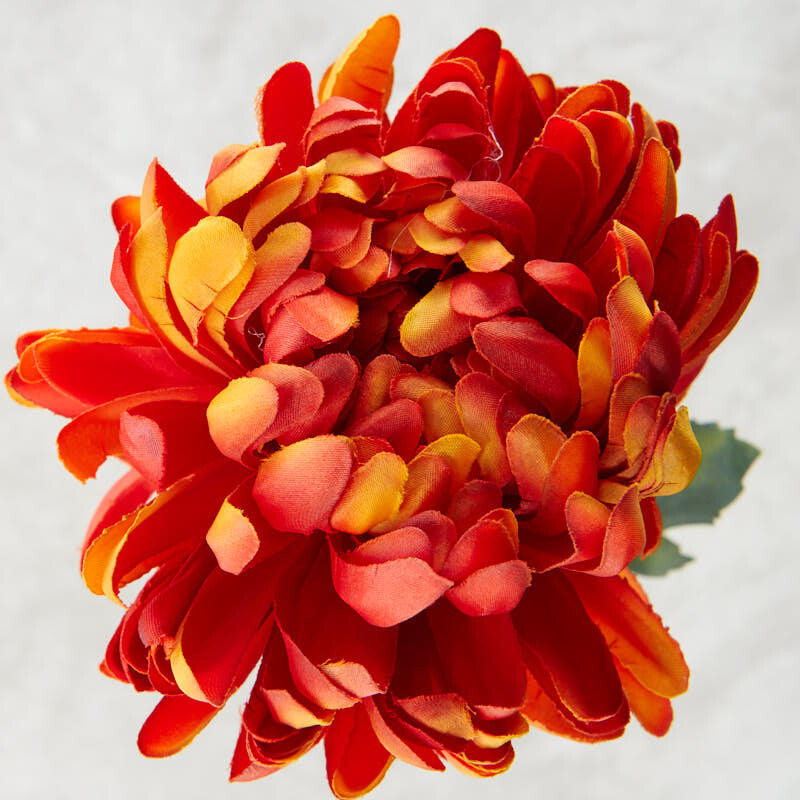24 Inch Long Yellow and Orange Artificial Mum Floral Stem for Crafting