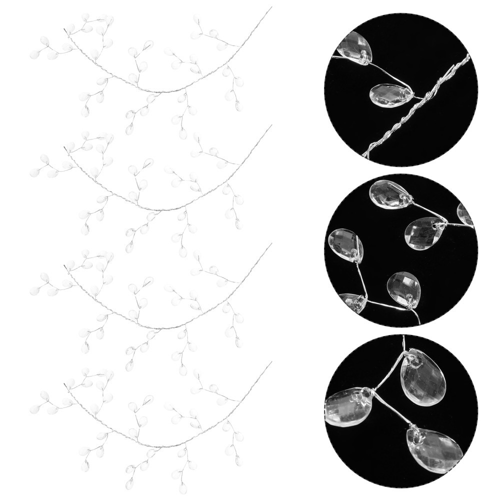 White Acrylic Beads Flower Stems for Bridal Decor and Elegant Flower Arrangement