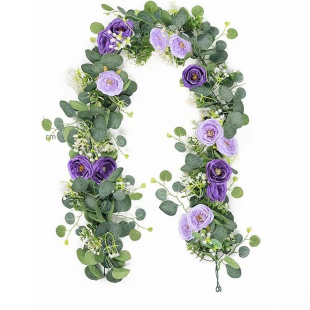6FT Blue and White Rose Garland Artificial Eucalyptus for Wedding and Party Use