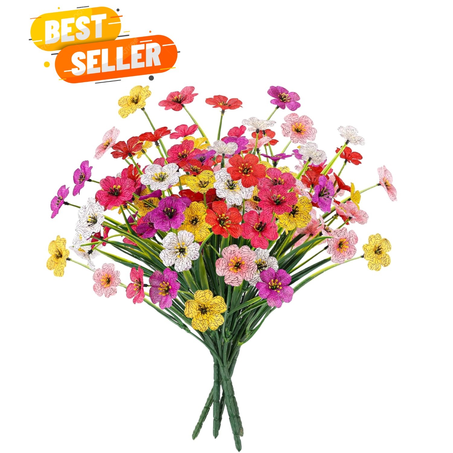 Stunning Faux Plastic Flower Set for Indoor and Outdoor Use – 6 Bundles Included