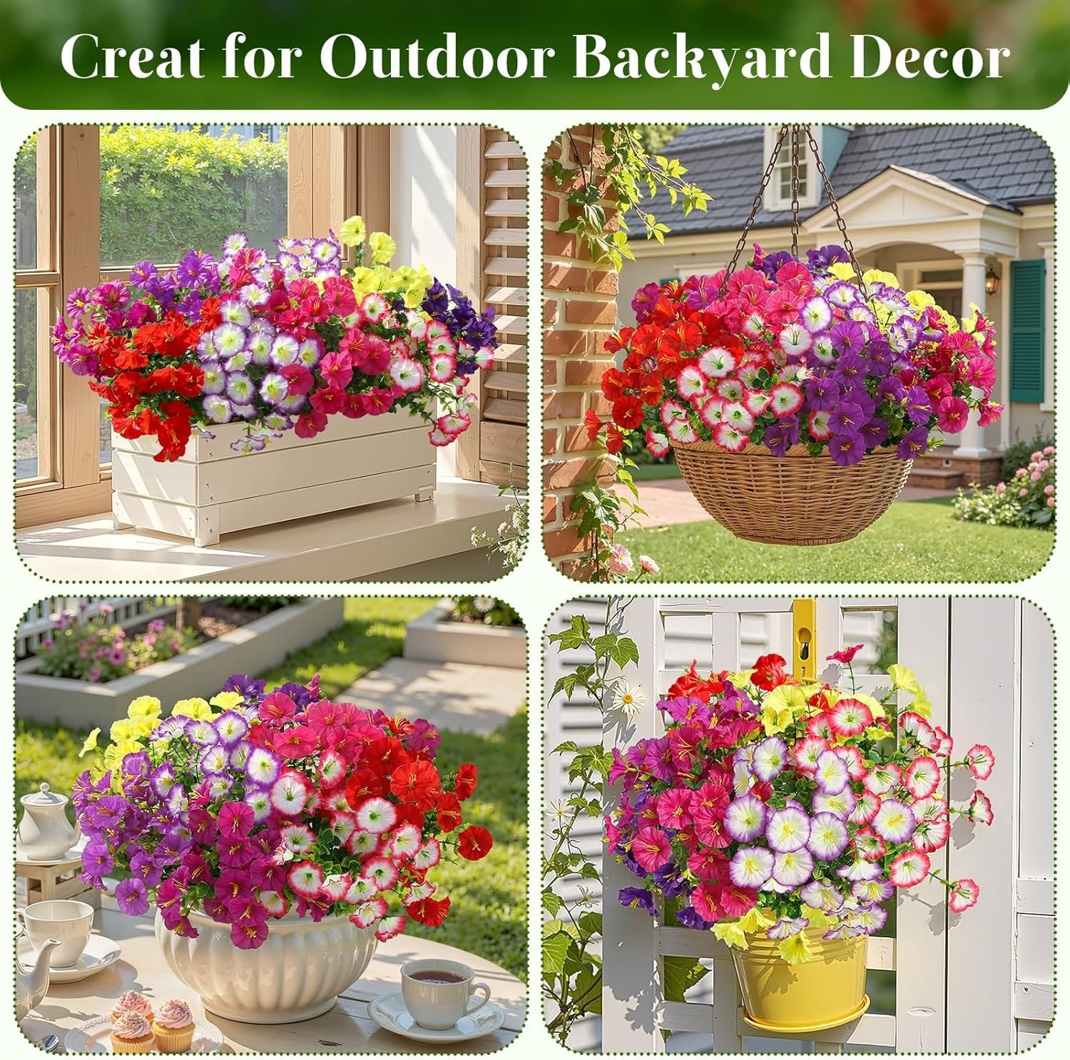 24 Bundles Artificial Flowers for Outdoors, Faux Spring Flowers for Decoratio…