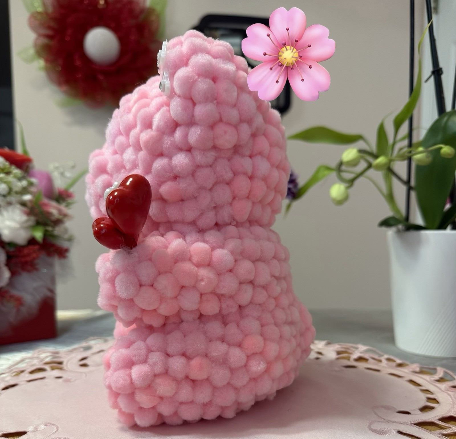 Adorable Pink Marshmallow Teddy Bear 9″-Unique Handmade Gift for Mother’s Day
