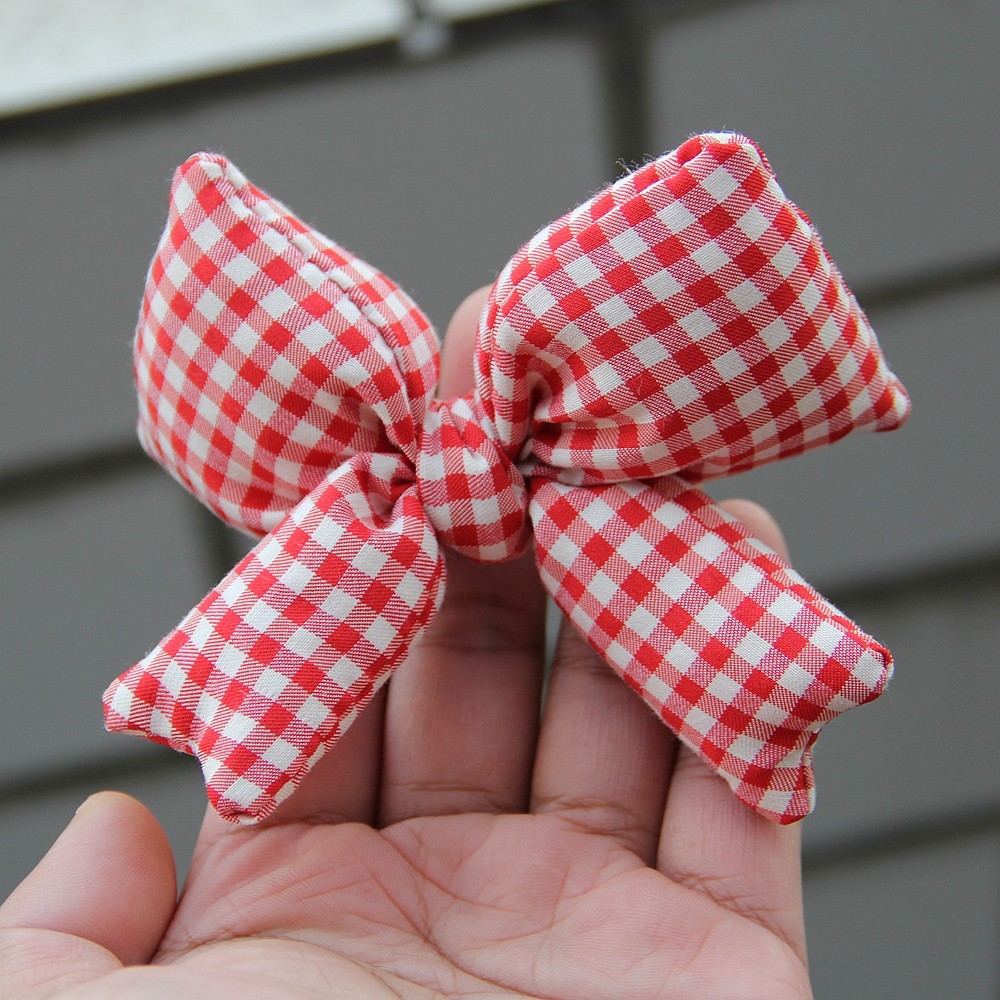 11cm 4.33inch Double Layer Checkered Pattern Butterfly Knot DIY Handmade
