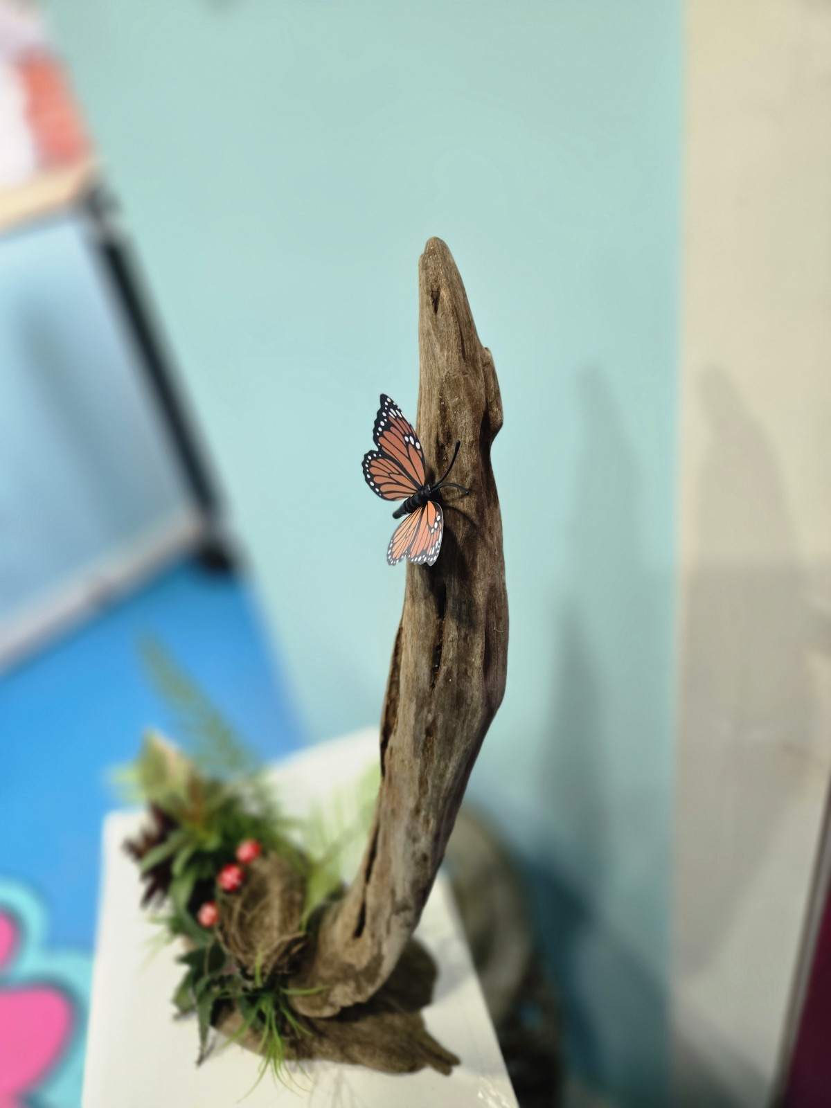 Handmade Driftwood Arrangement Centerpiece with Artificial Succulent and Fern